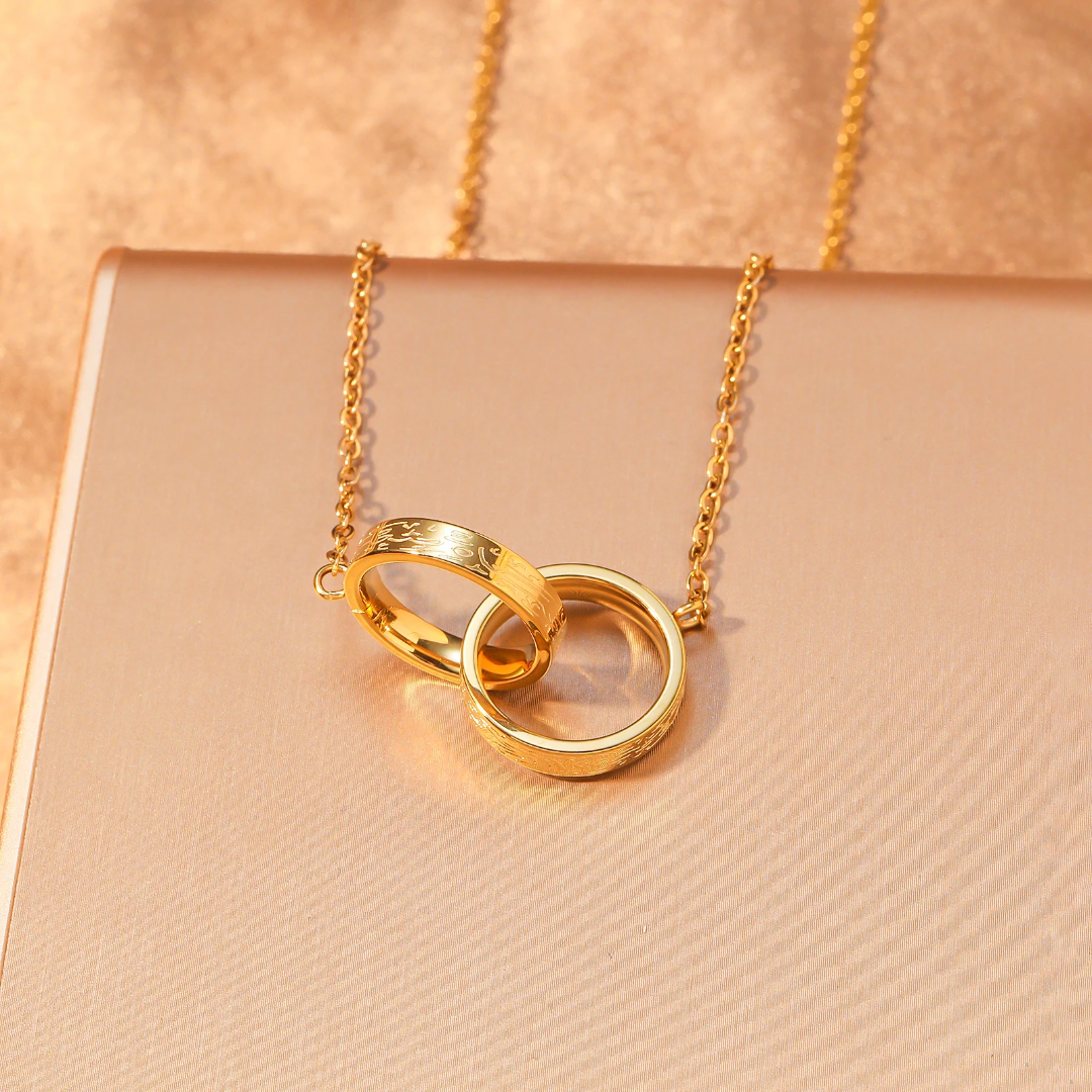 Double Ring Interlocked Ayatul Kursi Necklace - Islamic Jewelry