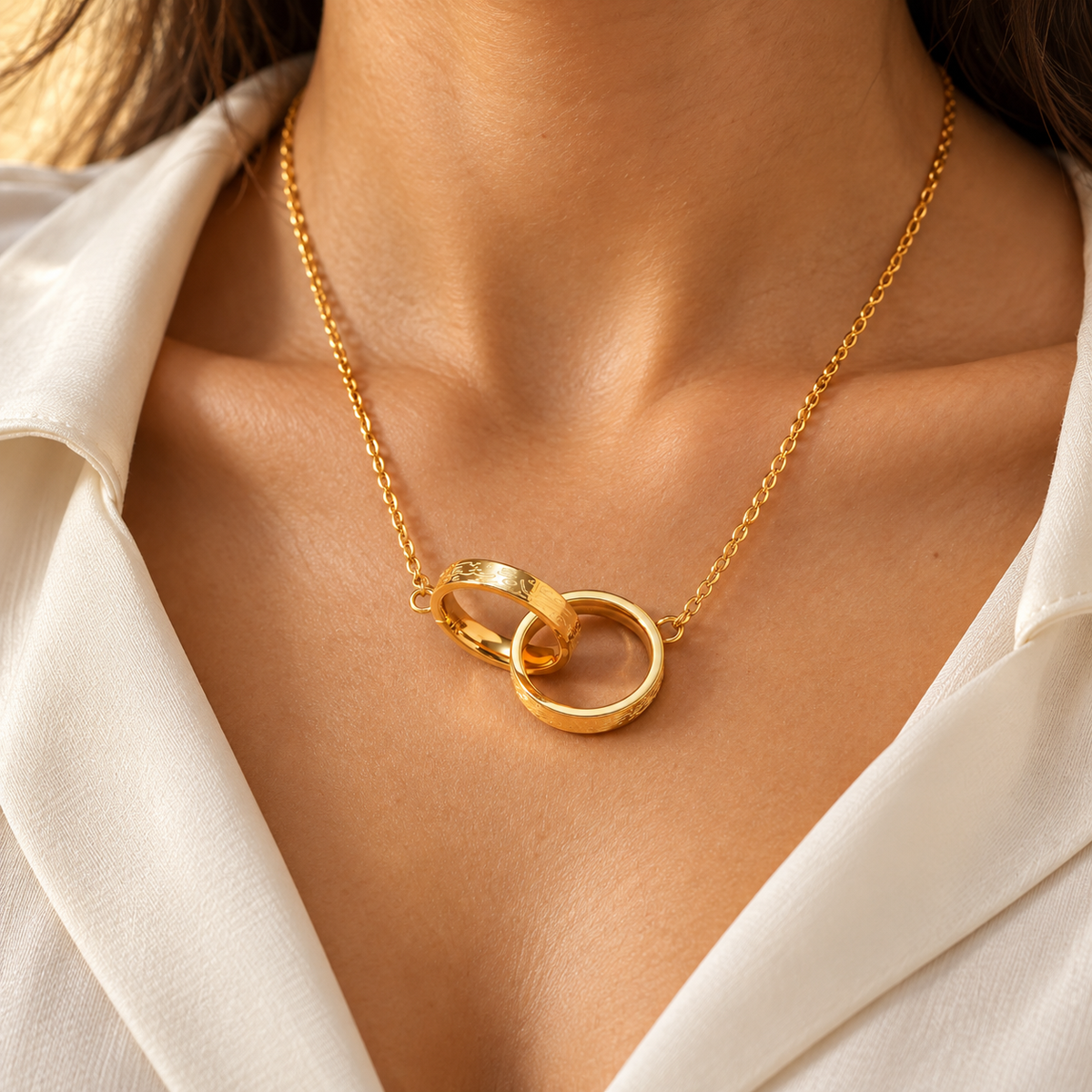 Double Ring Interlocked Ayatul Kursi Necklace - Islamic Jewelry