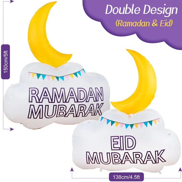 Ramadan Eid Mubarak Inflatable Double Sided Moon - Habibi Heritage