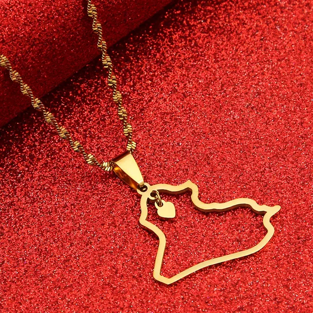 Iraq with Heart Necklace - Habibi Heritage