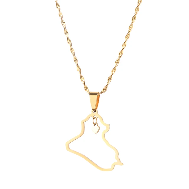 Iraq with Heart Necklace - Habibi Heritage