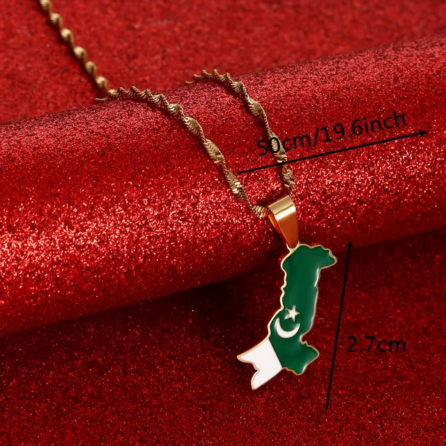 Pakistan Flag Map Shape Pendent Necklace - Habibi Heritage