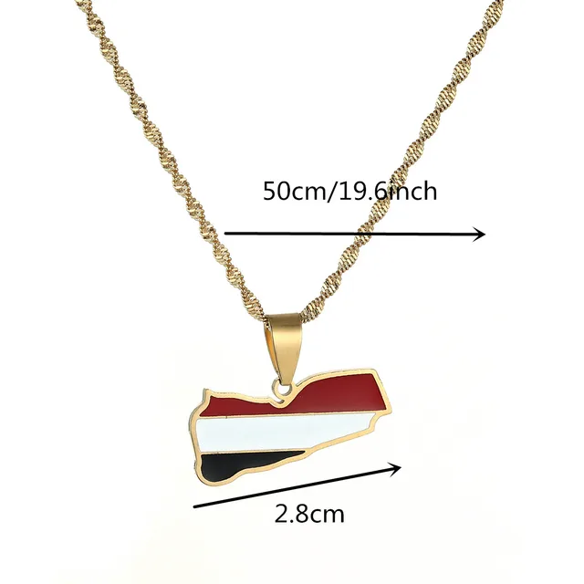 Yemen Map Flag Shape Pendent Necklace - Habibi Heritage