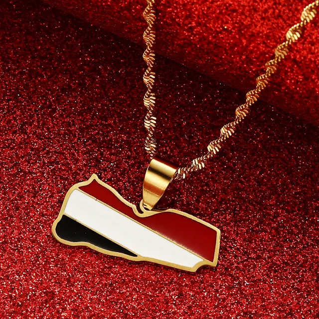 Yemen Map Flag Shape Pendent Necklace - Habibi Heritage