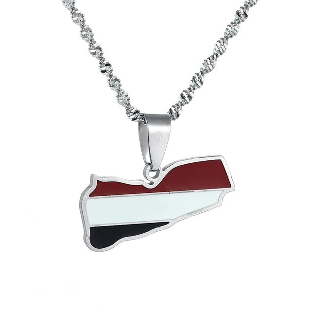 Yemen Map Flag Shape Pendent Necklace - Habibi Heritage
