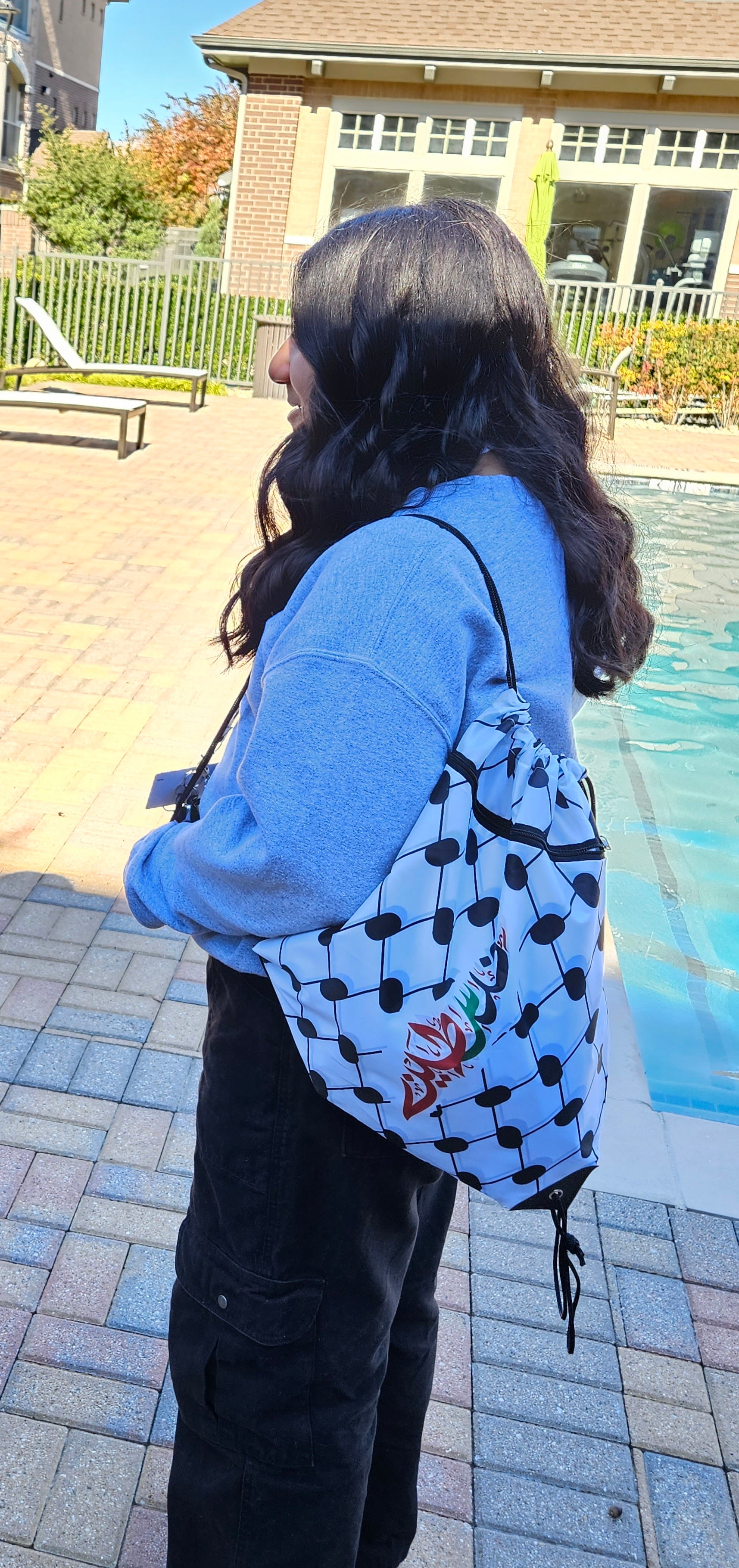 Palestine Keffiyeh Drawstring Bag Backpack - Habibi Heritage