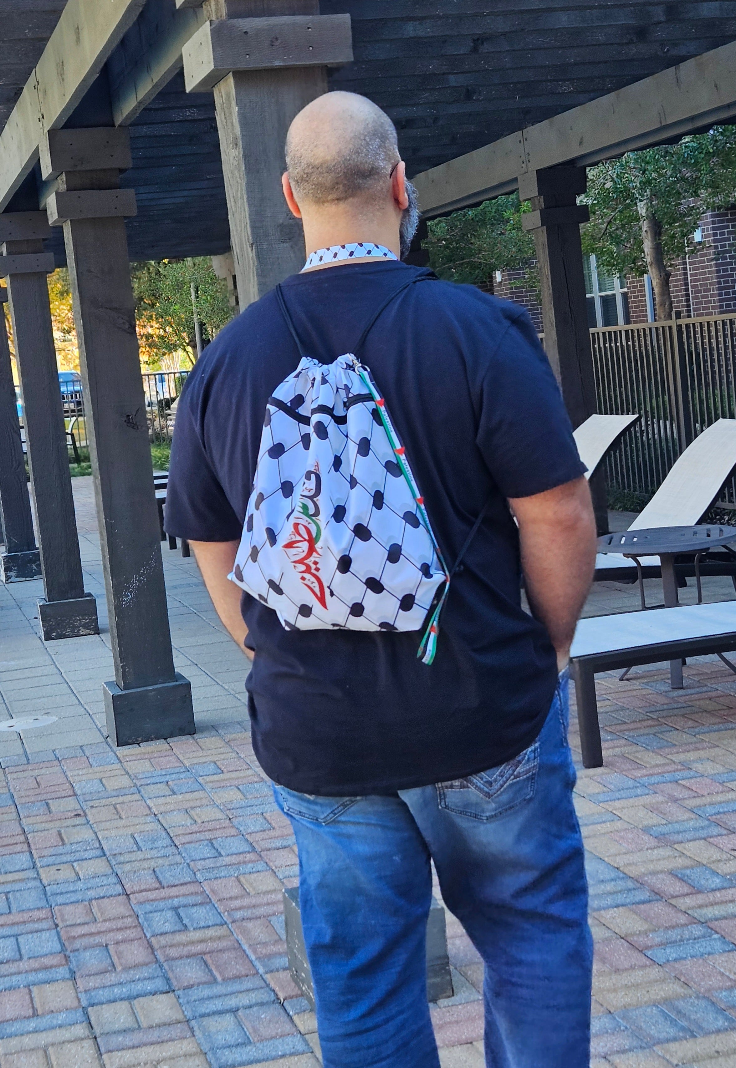 Palestine Keffiyeh Drawstring Bag Backpack - Habibi Heritage