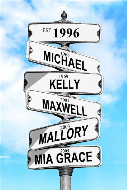 Intersection Street Sign Customized Canvas Print - Habibi Heritage