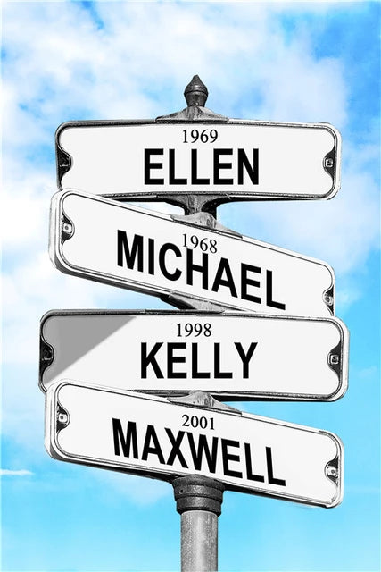 Intersection Street Sign Customized Canvas Print - Habibi Heritage