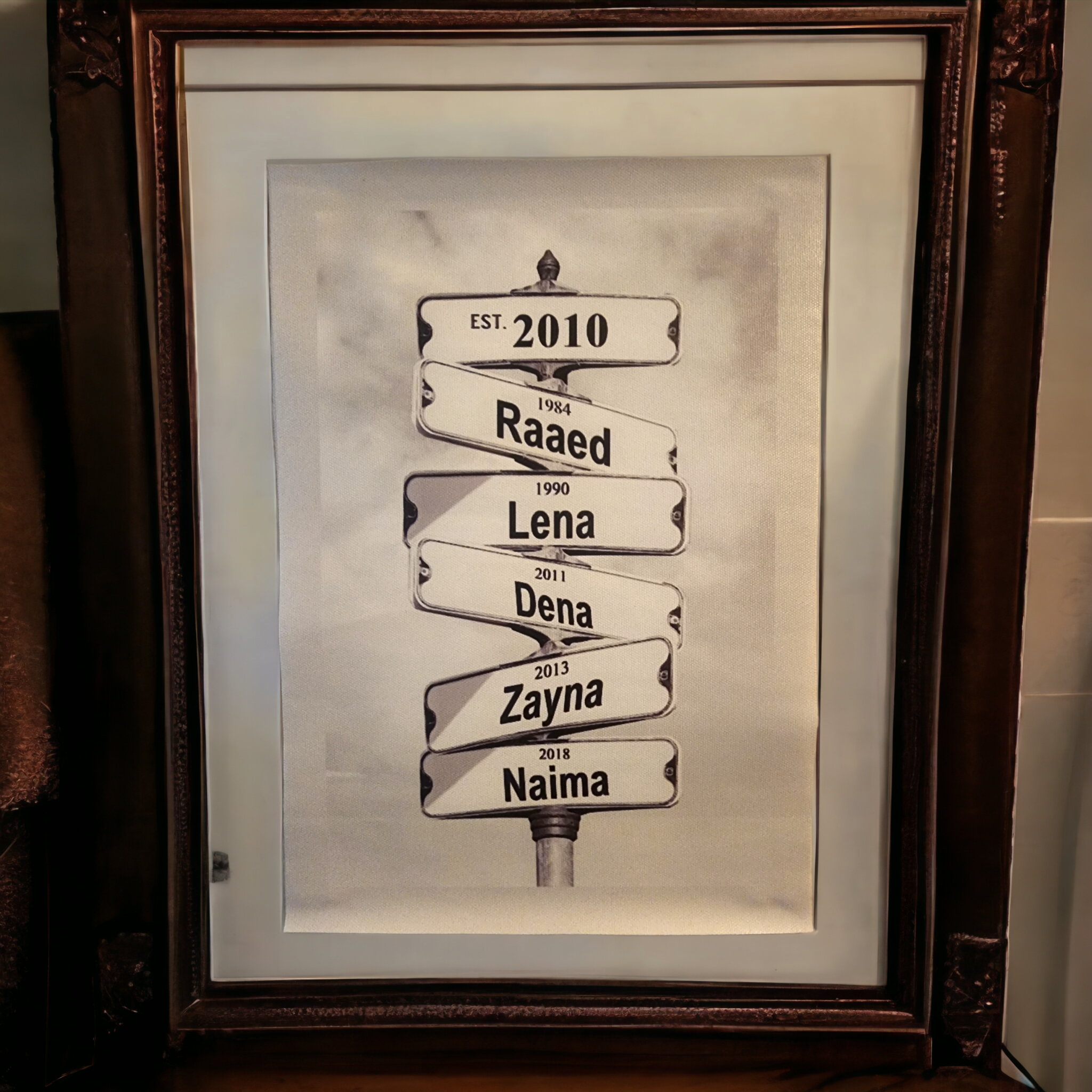 Intersection Street Sign Customized Canvas Print - Habibi Heritage