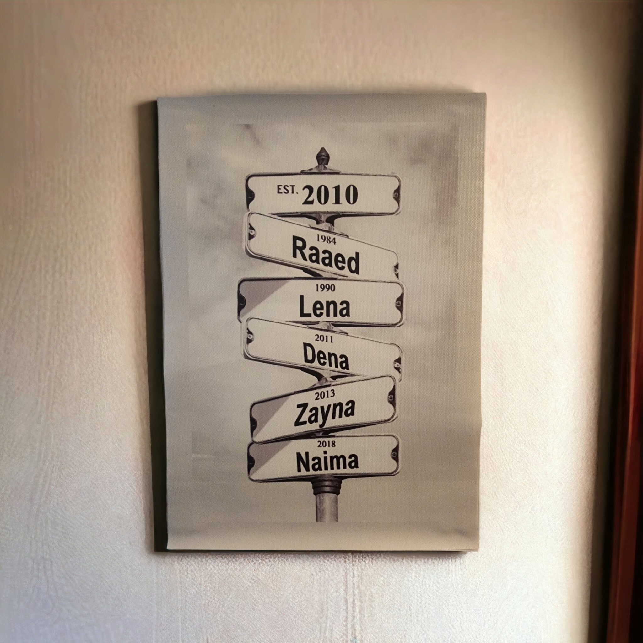 Intersection Street Sign Customized Canvas Print - Habibi Heritage