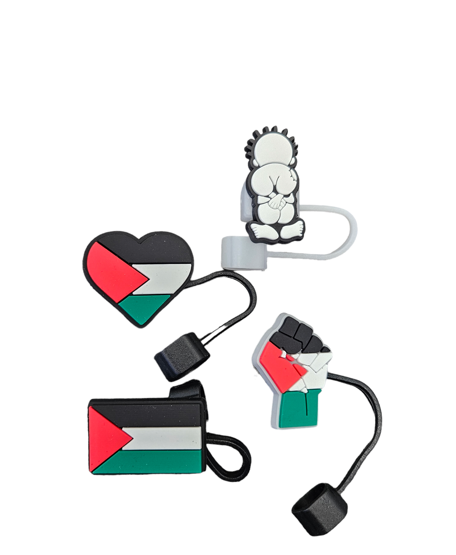 Palestine & Handala Straw Covers - 4 pack - 10mm/0.4in - Habibi Heritage