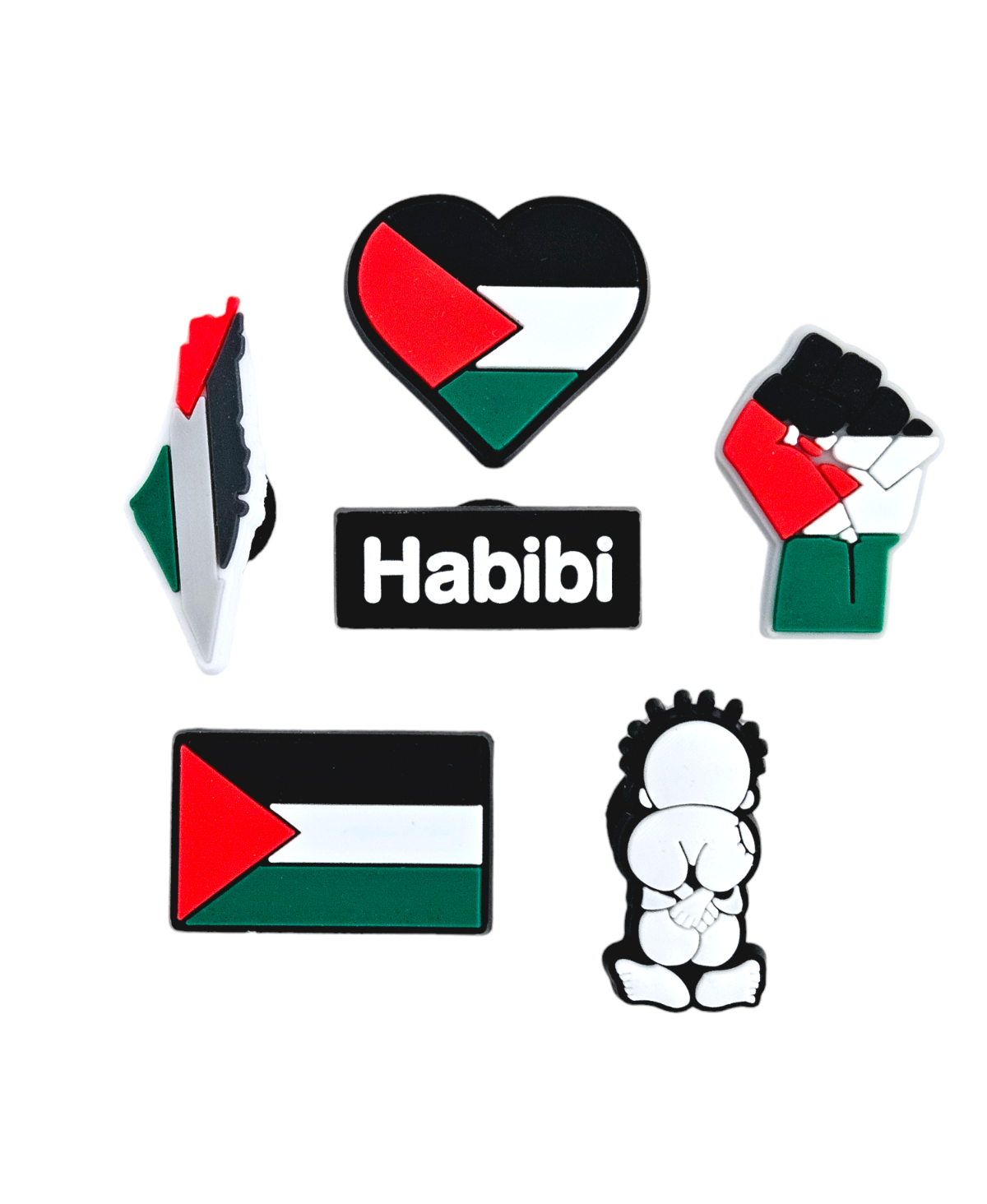 Palestine & Habibi Croc Jibbitz Charms- 6 pack - Habibi Heritage