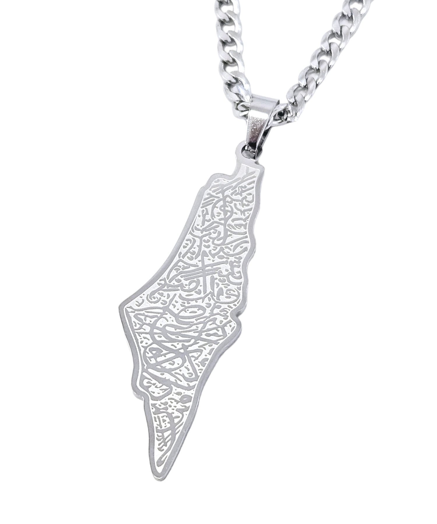 Palestine Map Necklace with Arabic Calligraphy - Habibi Heritage
