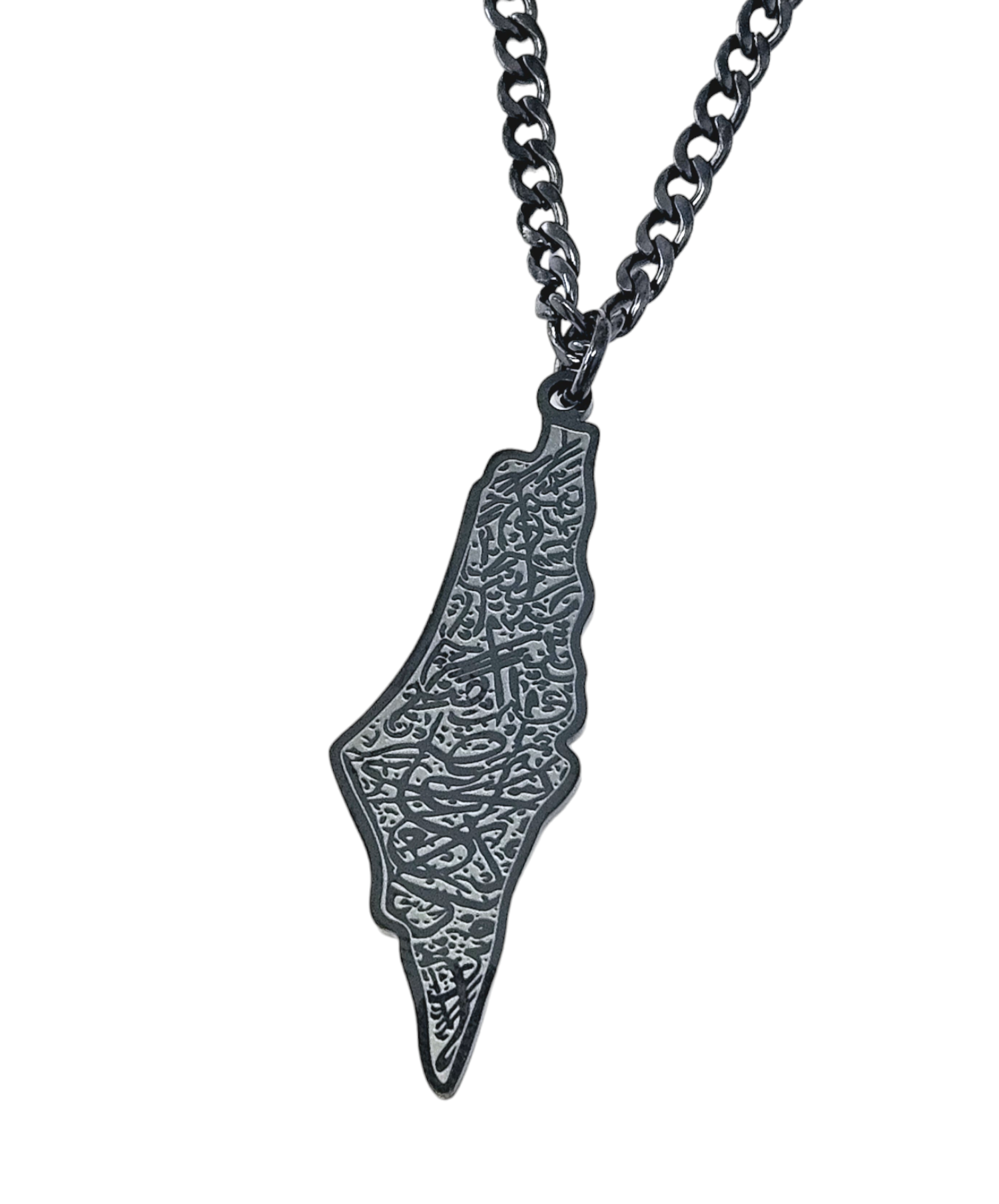 Palestine Map Necklace with Arabic Calligraphy - Habibi Heritage