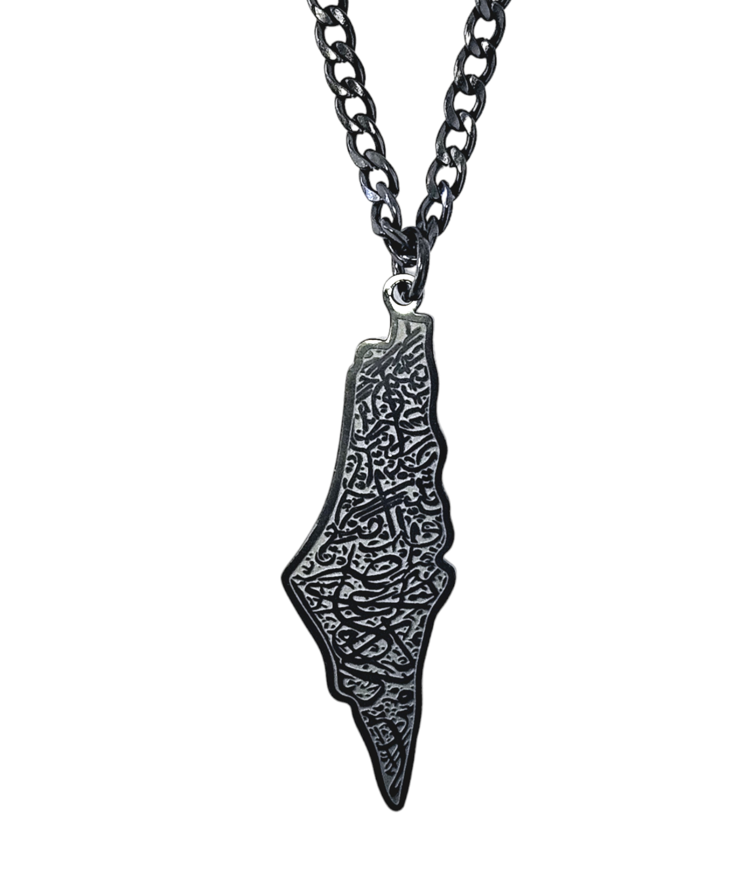 Palestine Map Necklace with Arabic Calligraphy - Habibi Heritage