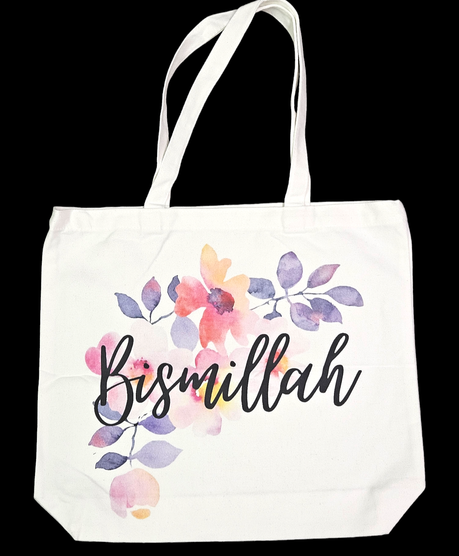 “Bismillah” Floral Canvas Tote Bag – A Reminder of Grace