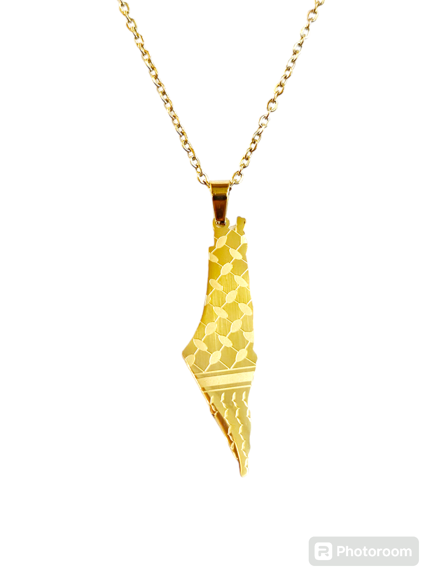 Palestine Map Keffiyeh Pattern Necklace
