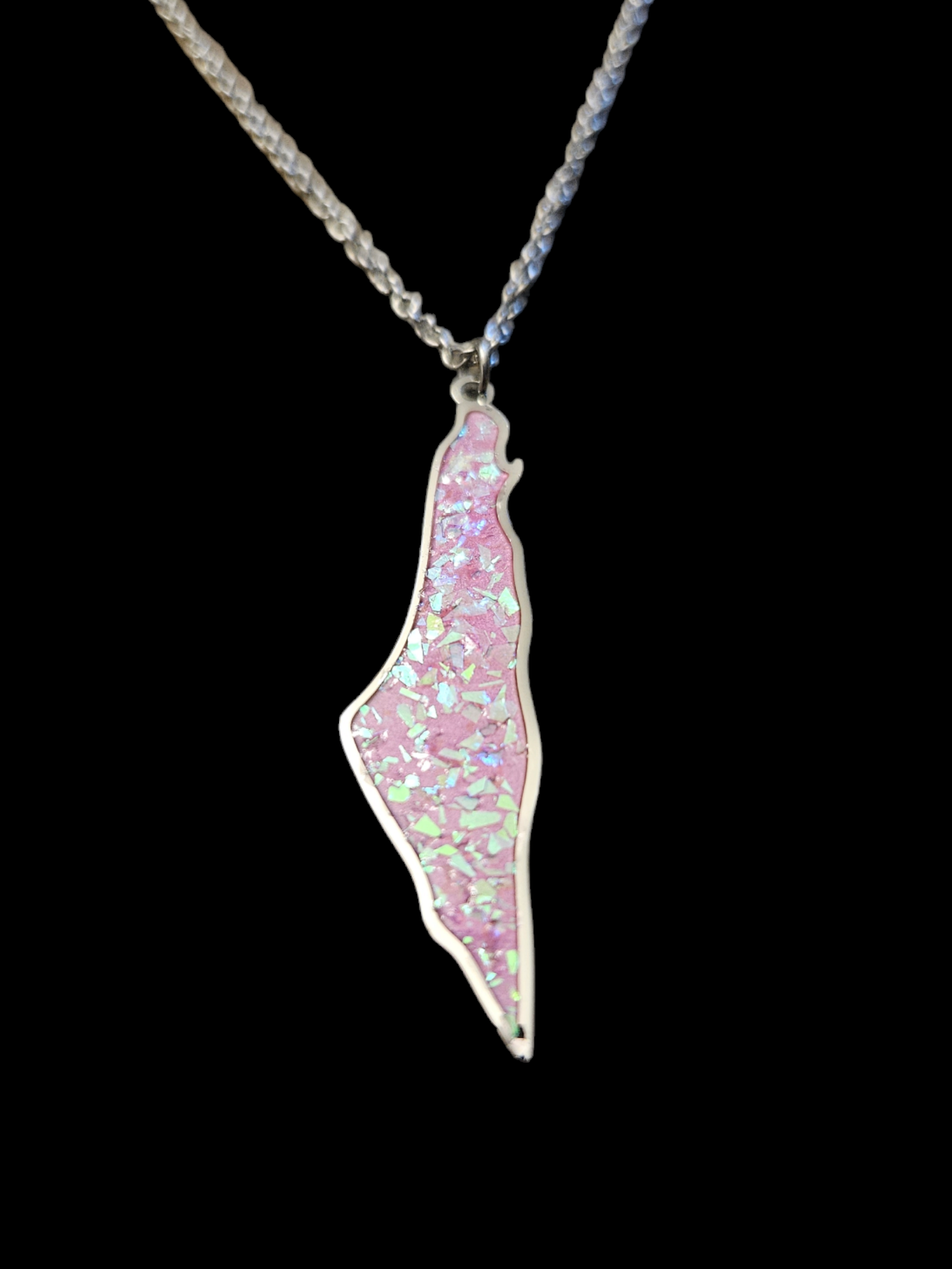Pink Glitter Palestine Pendent Necklace