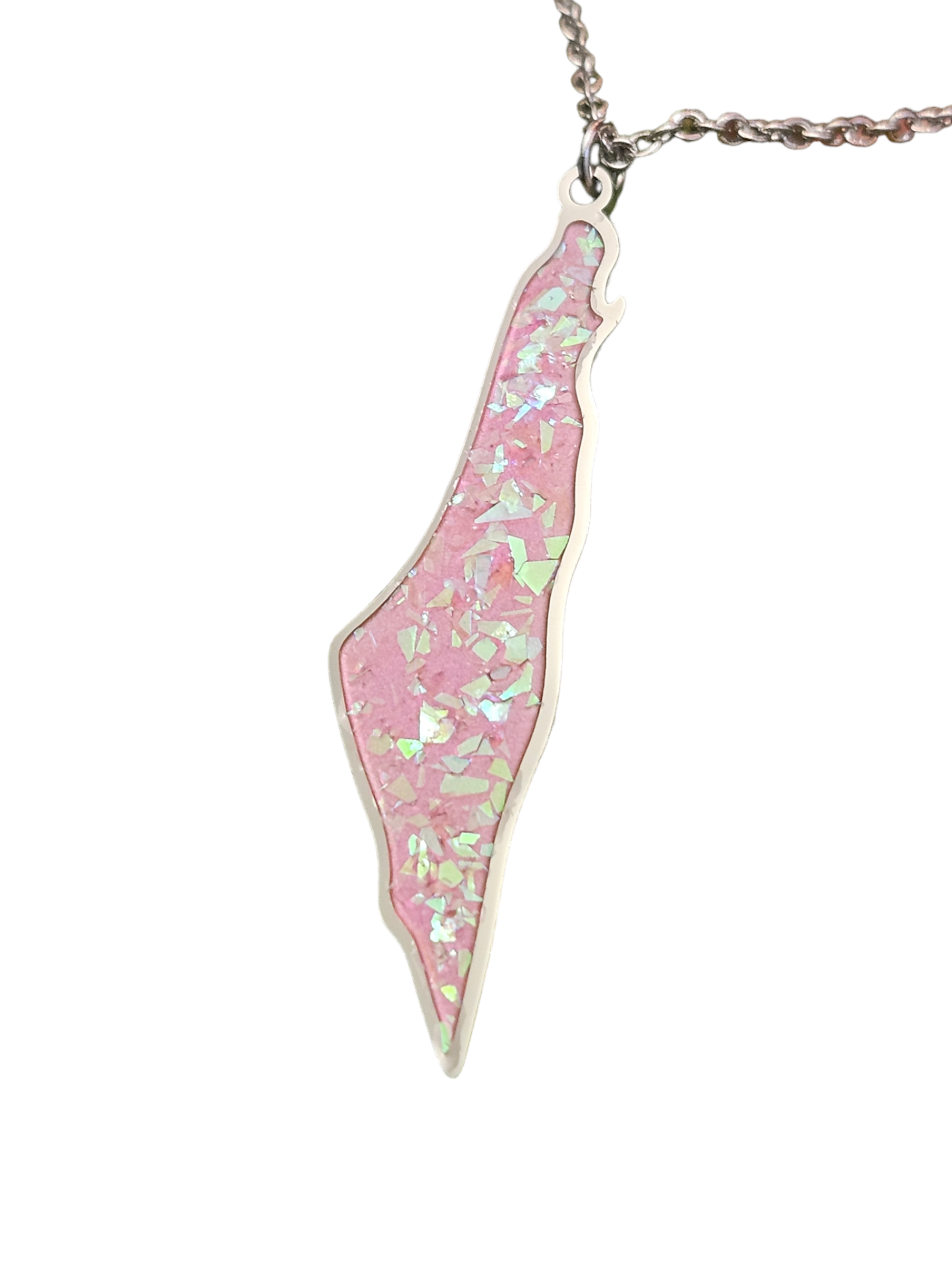 Pink Glitter Palestine Pendent Necklace