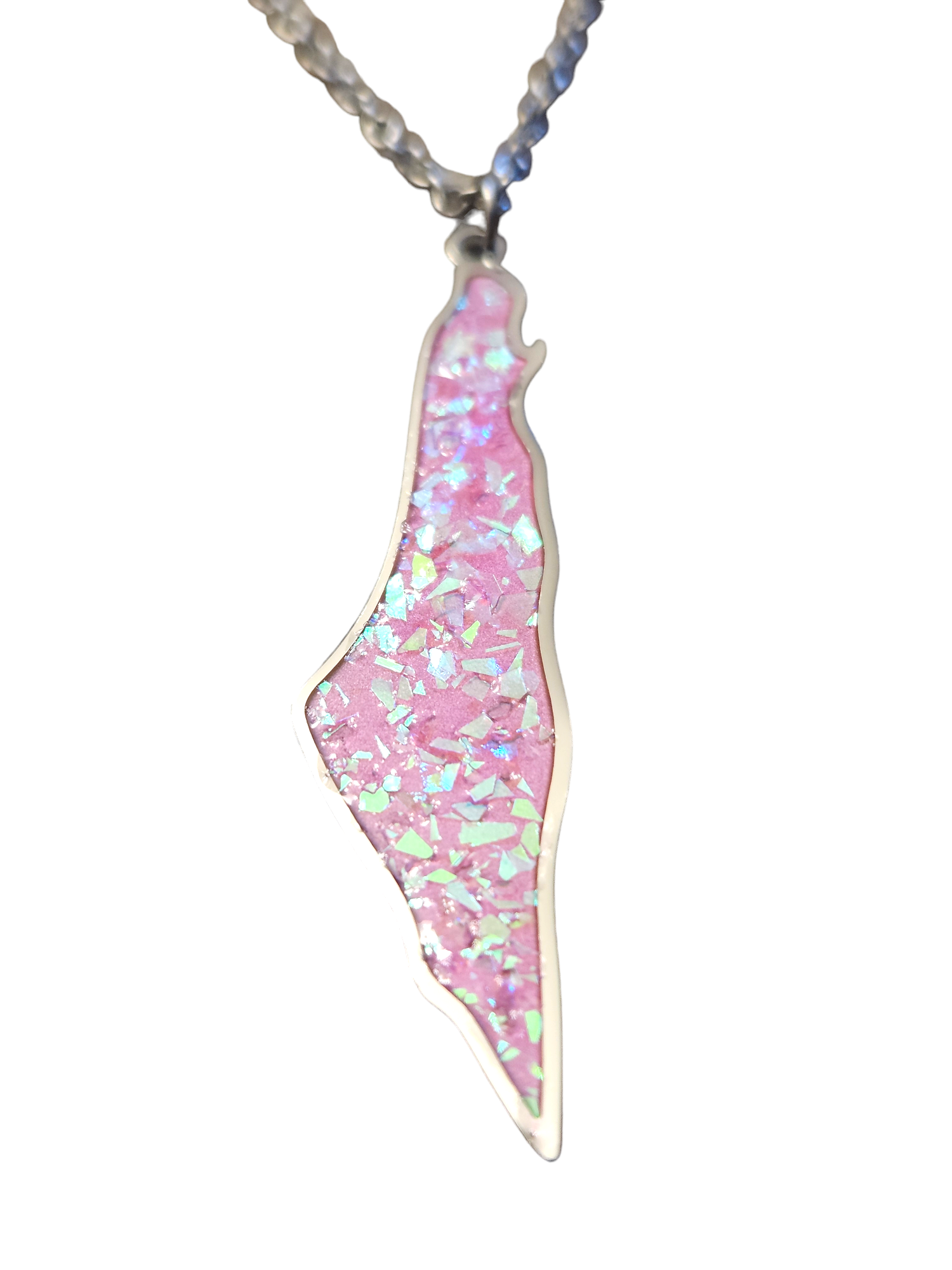 Pink Glitter Palestine Pendent Necklace