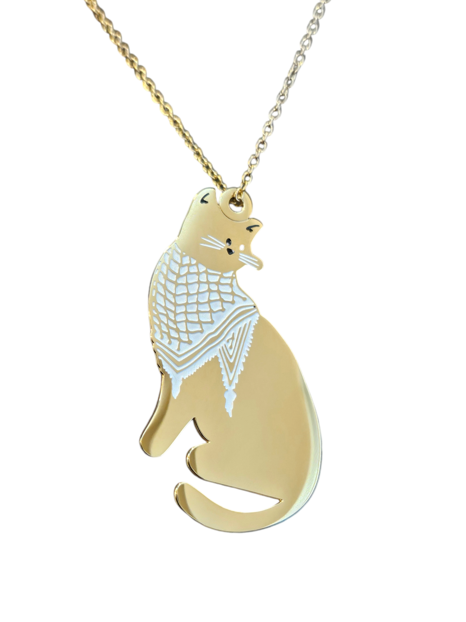 Cat Wearing Keffiyeh Necklace