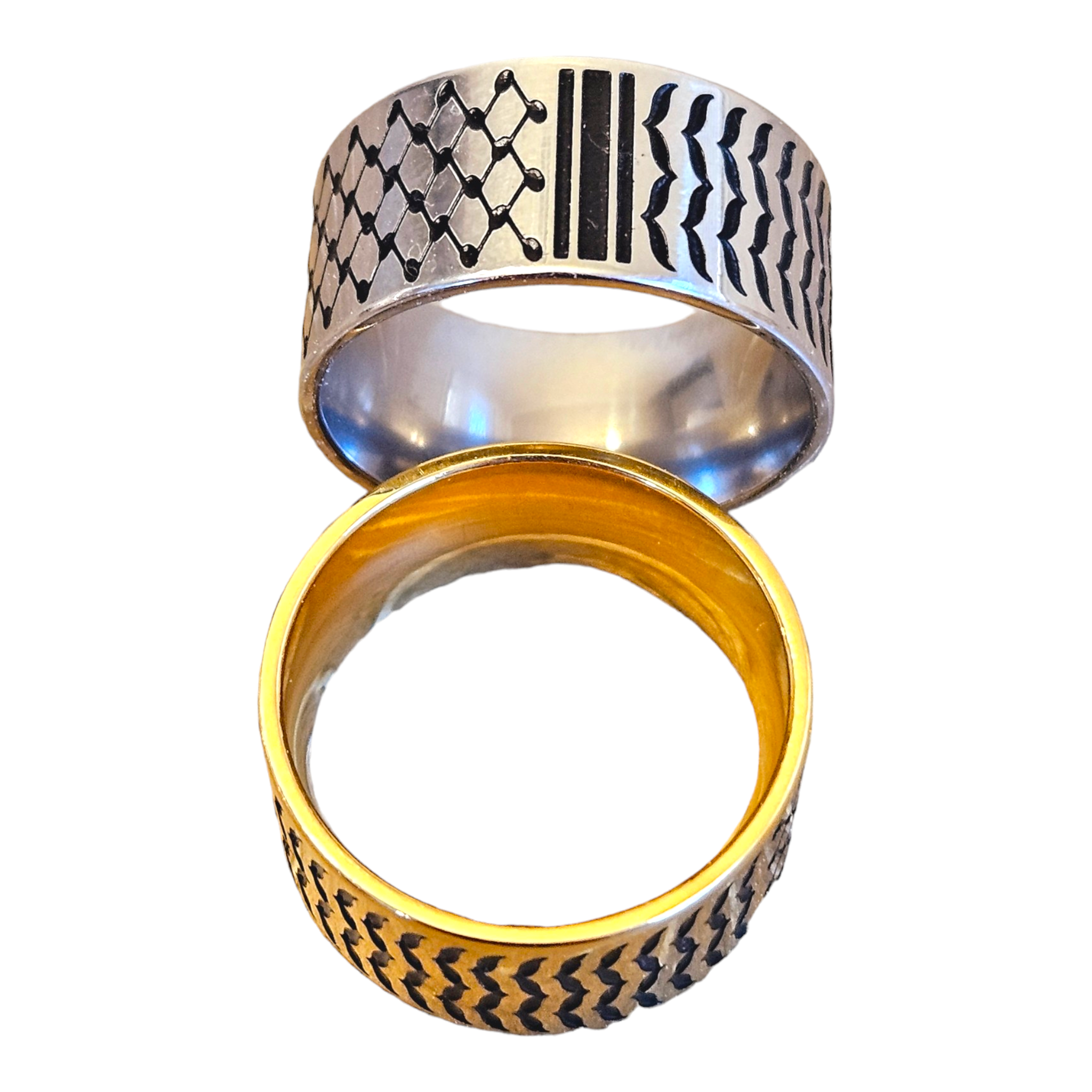 Keffiyeh Stainless Steel Ring – Bold & Cultural Statement
