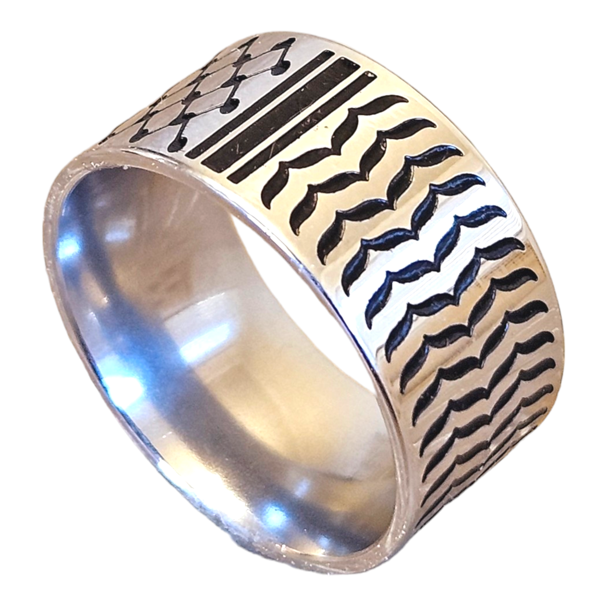 Keffiyeh Stainless Steel Ring – Bold & Cultural Statement