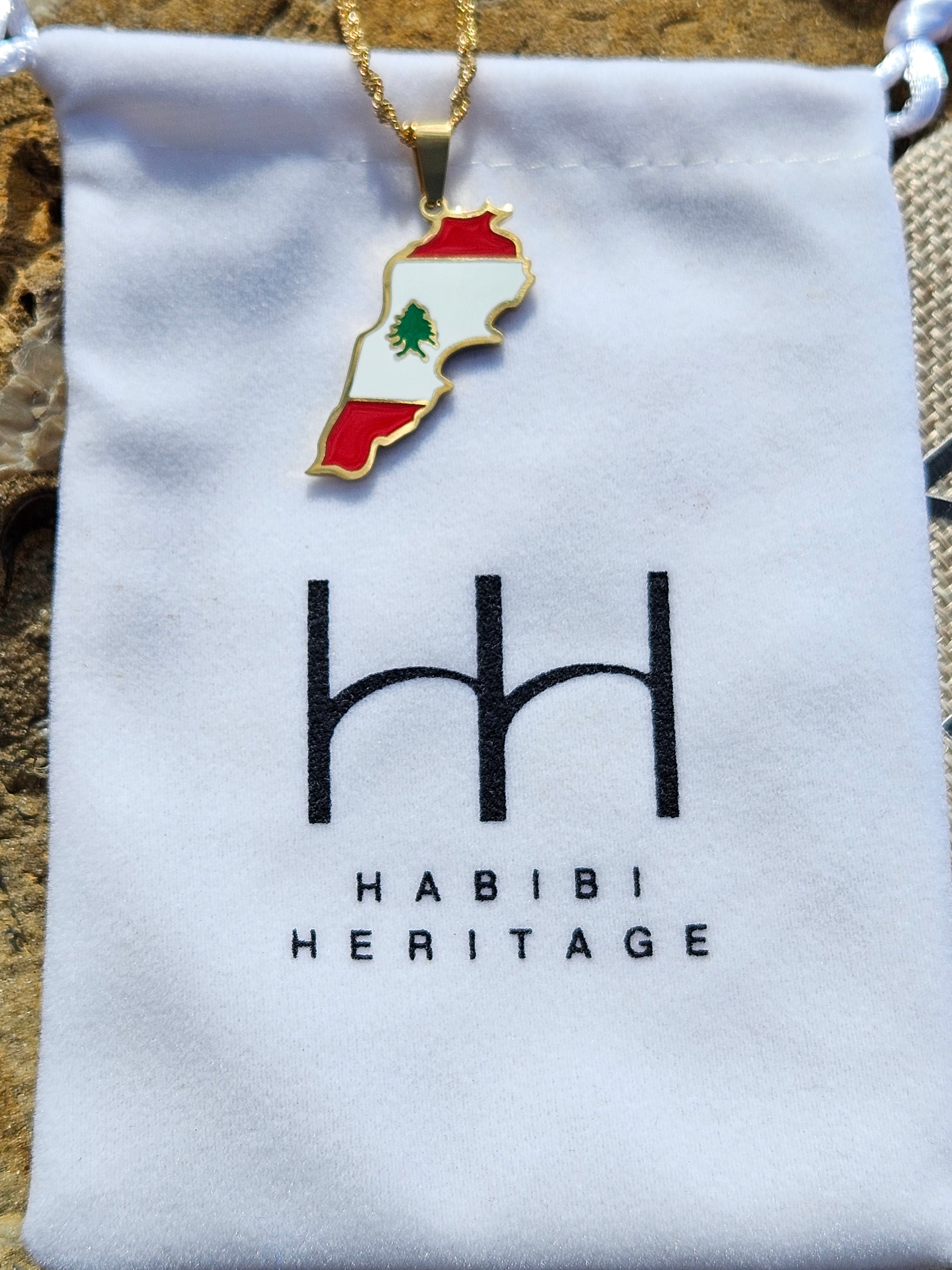 Lebanon Flag Map Shape Pendent Necklace - Habibi Heritage