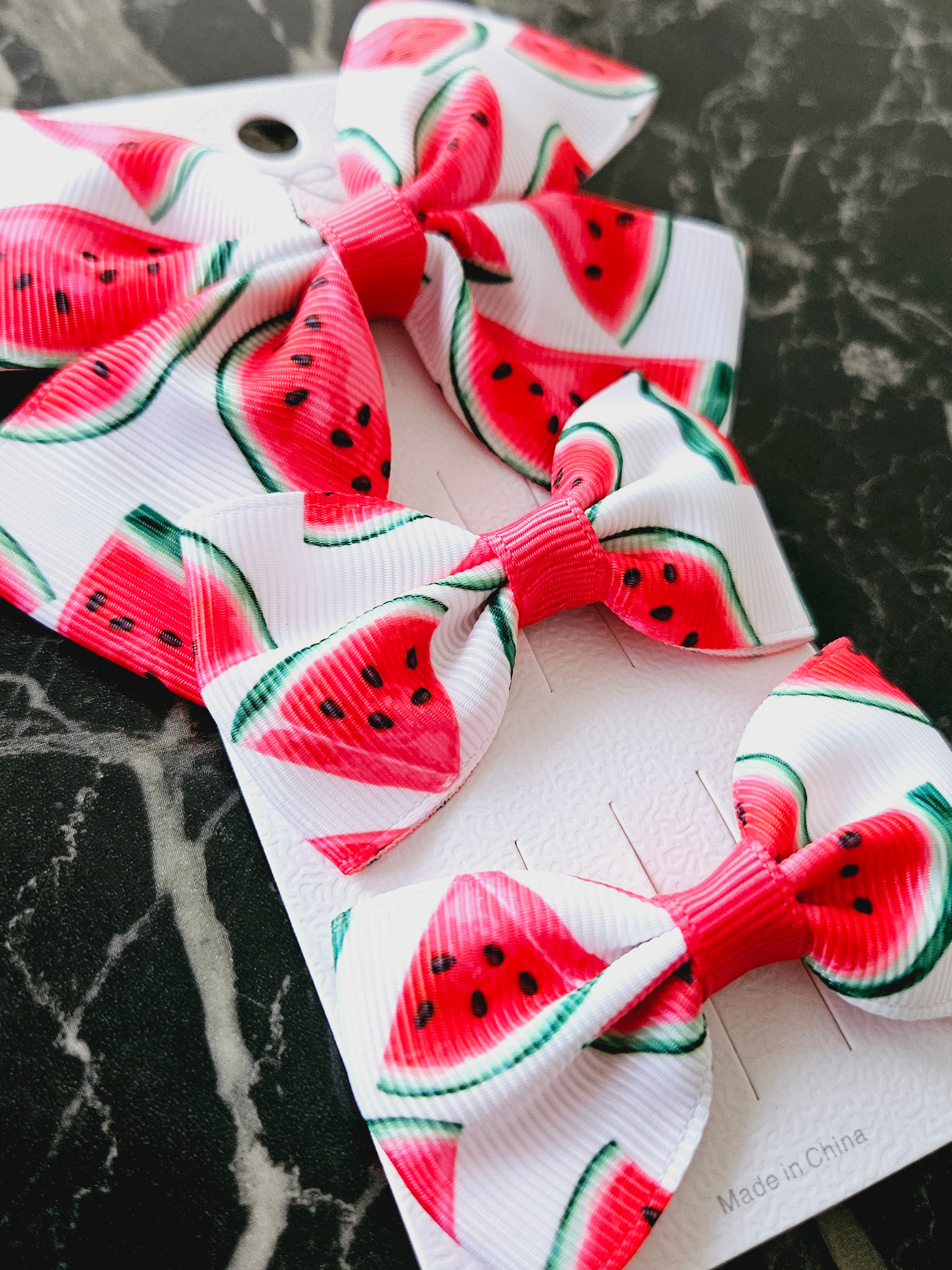 Watermelon Bows Hair Clips - 3 pack - Habibi Heritage
