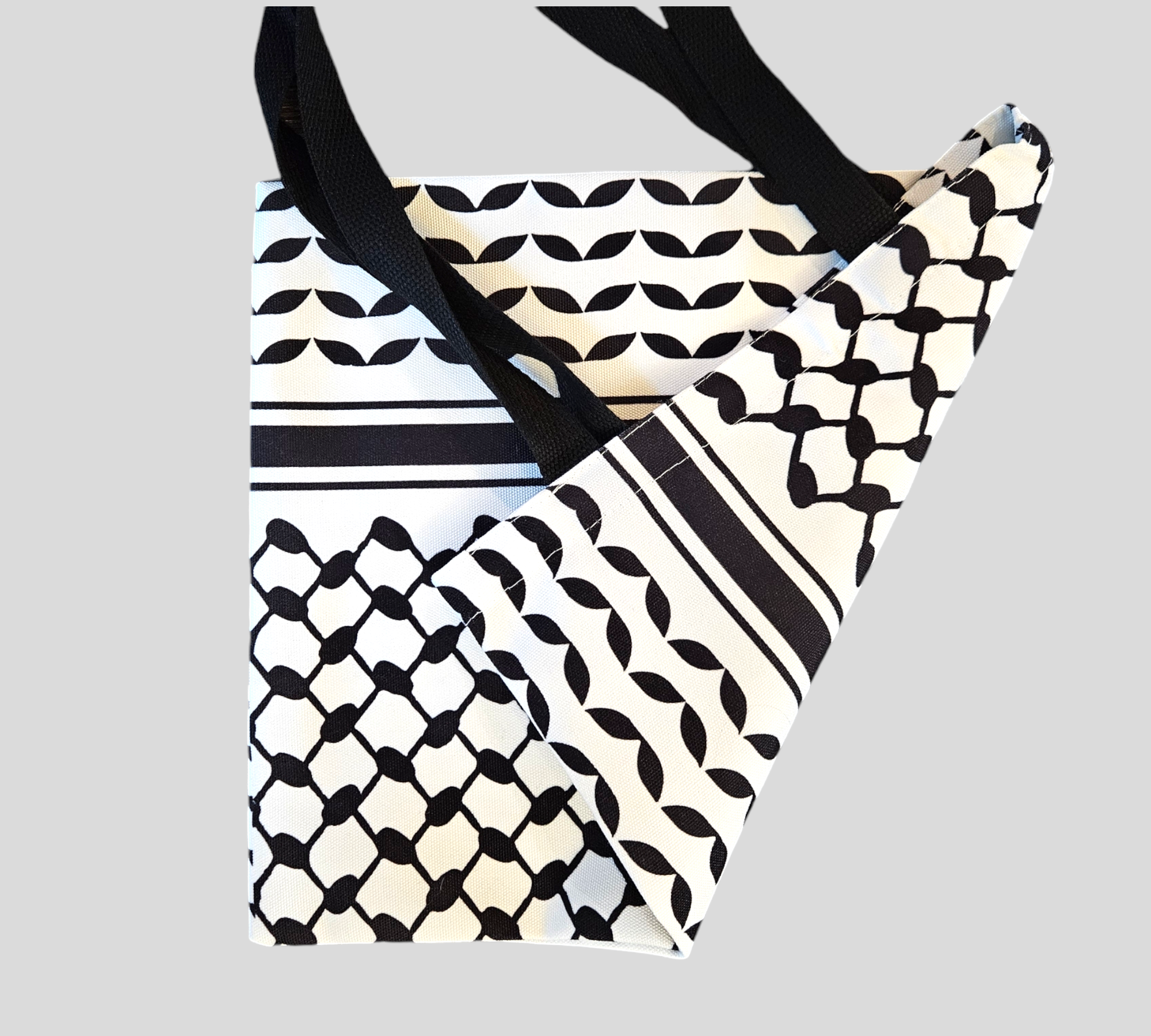 Keffiyeh Pattern Canvas Tote Bag – Double-Sided Design