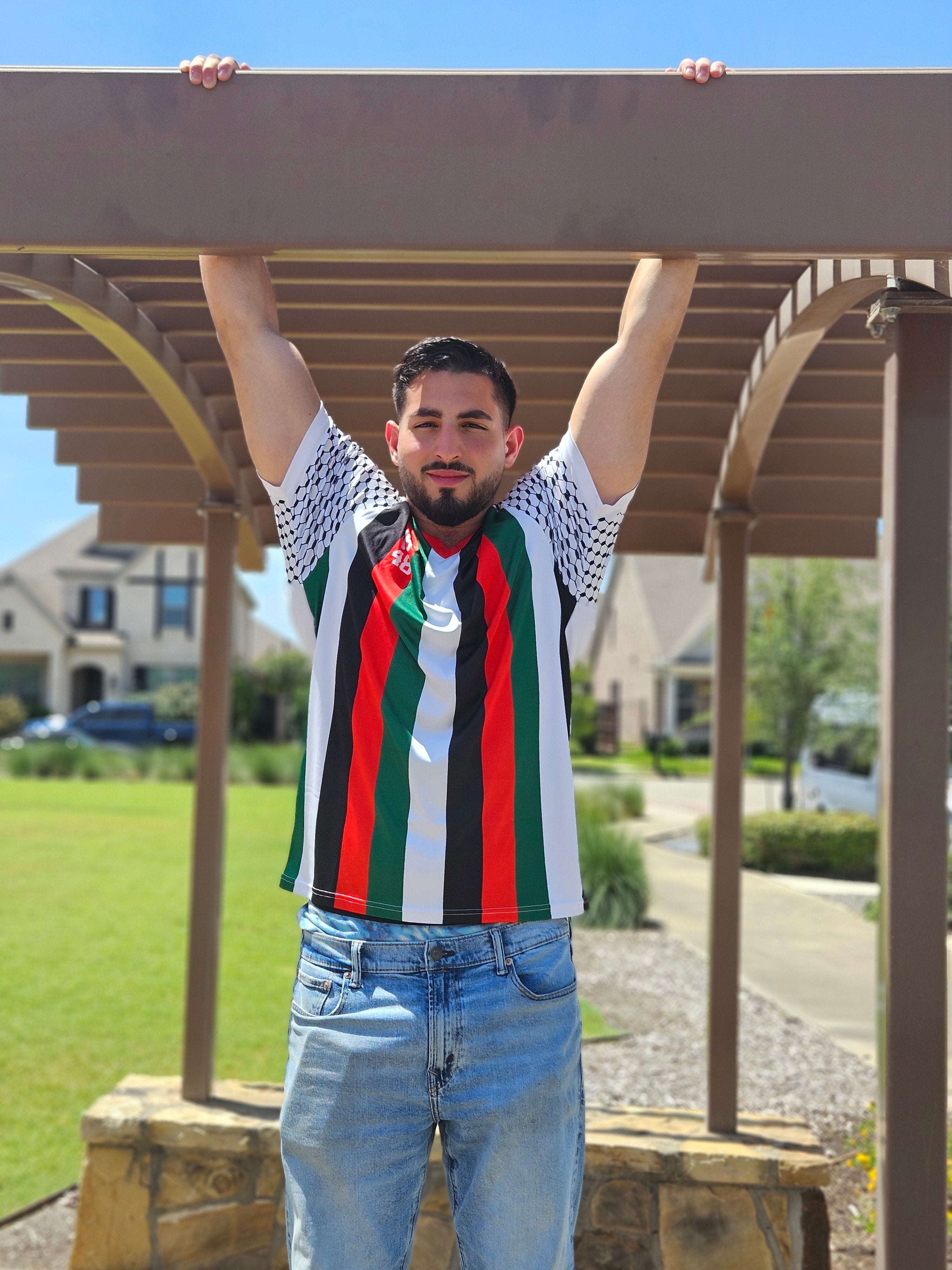 New Palestine Soccer Jersey Dri-Fit - 2 Styles keffiyeh Sleeves Embroidery