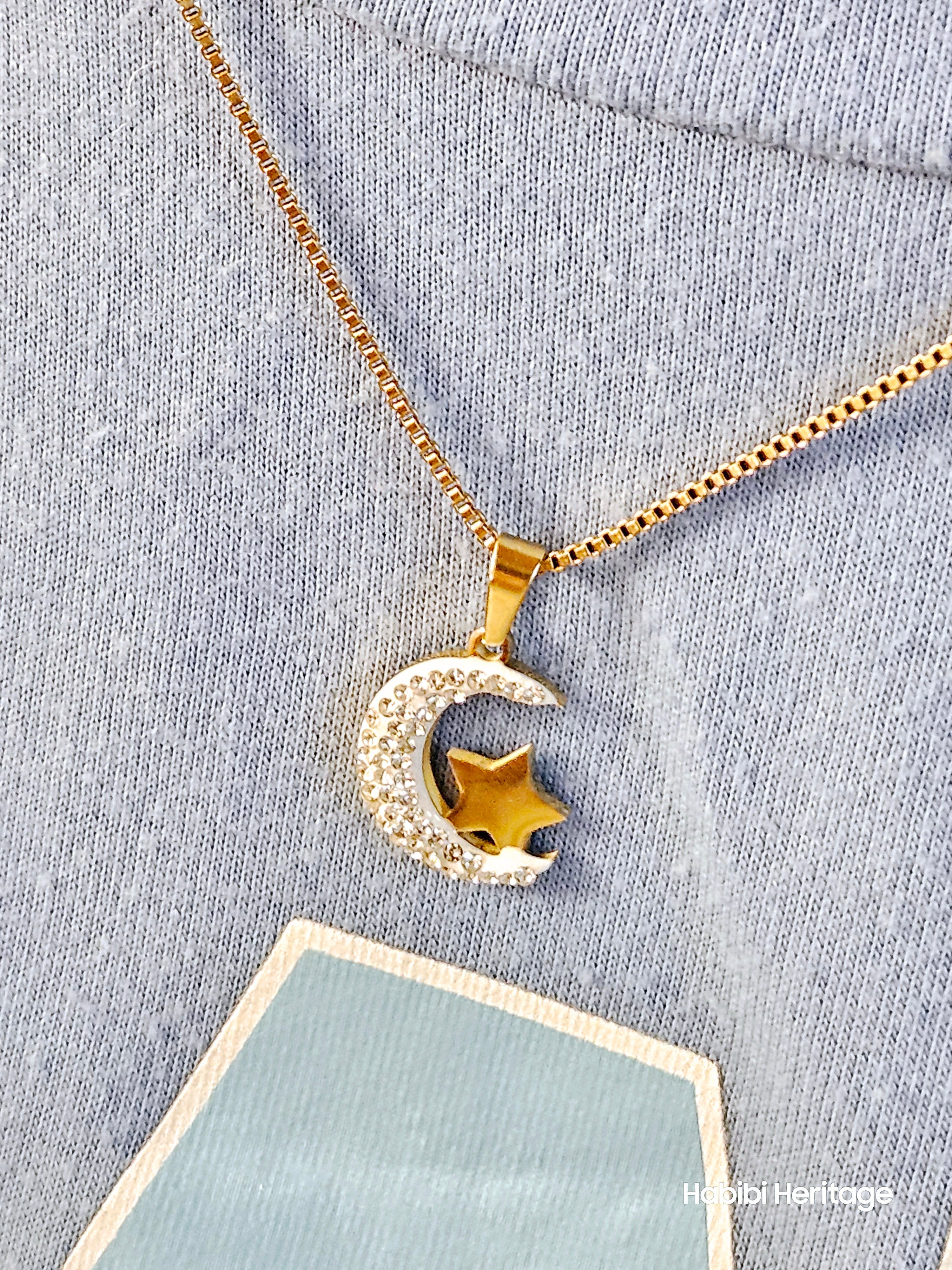 Moon and Star Necklace
