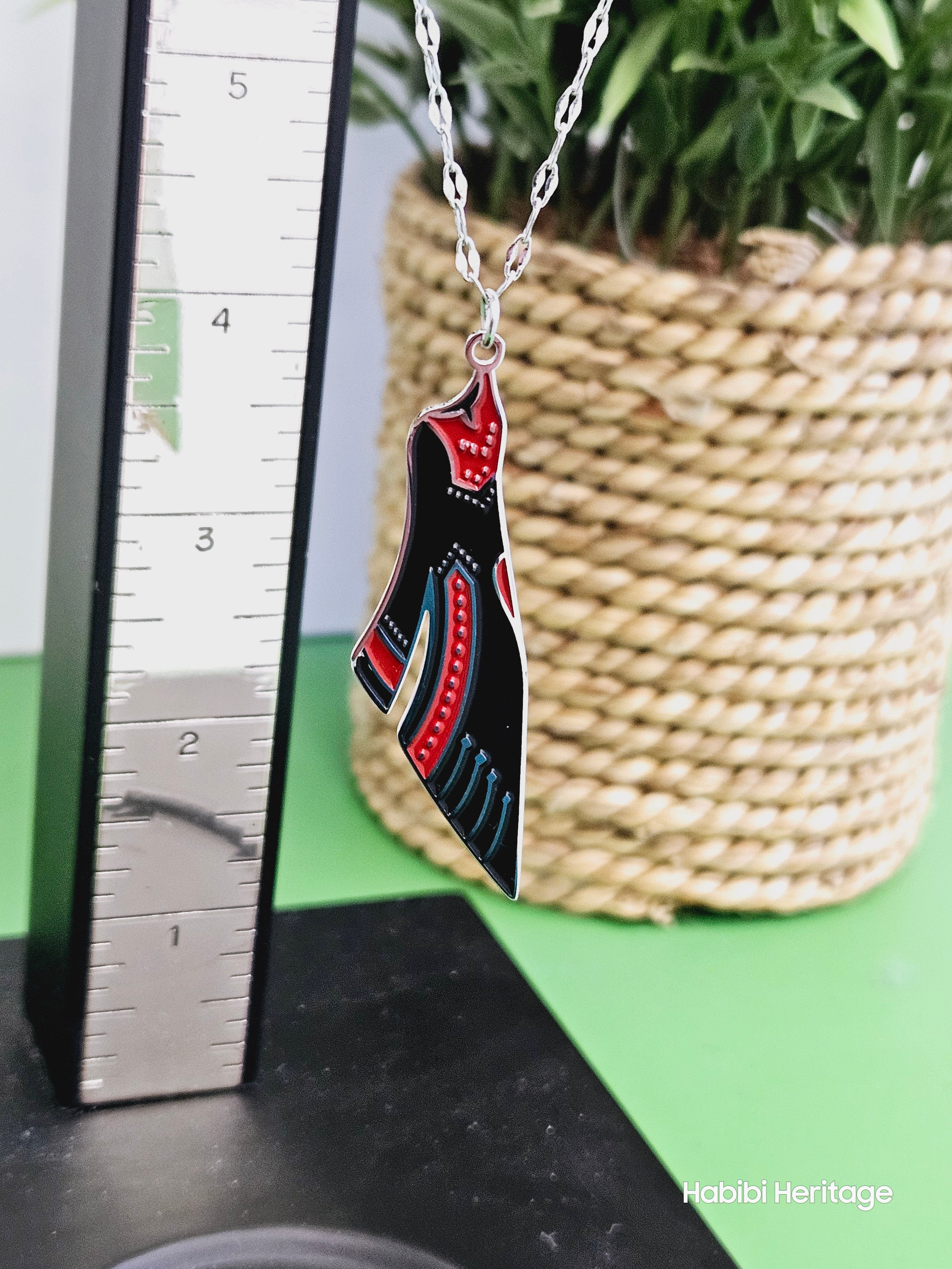 Palestine Thobe Necklace - Palestinian Dress Map Shape - Habibi Heritage