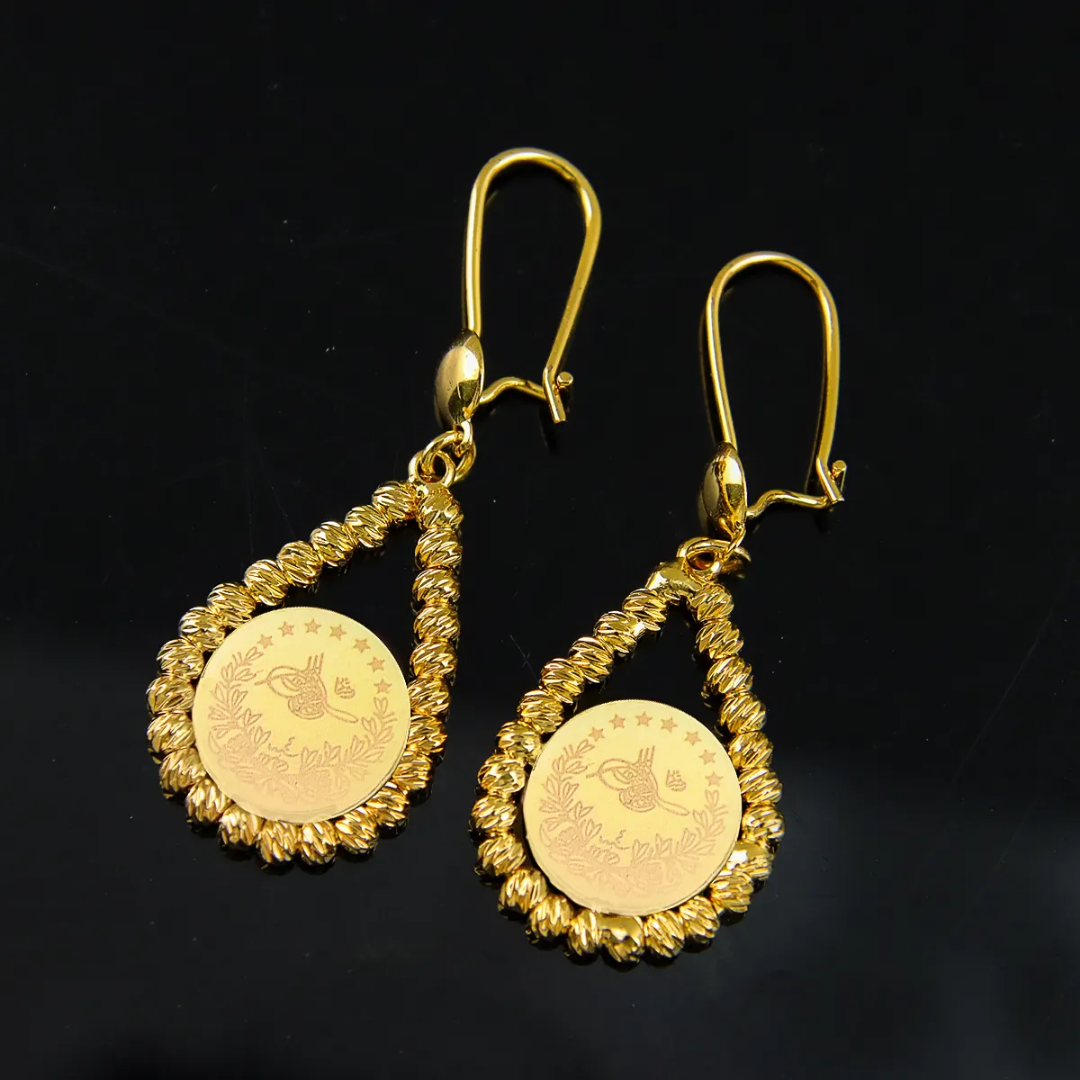Lira Arabic Coin Hoop Earrings – Timeless Elegance