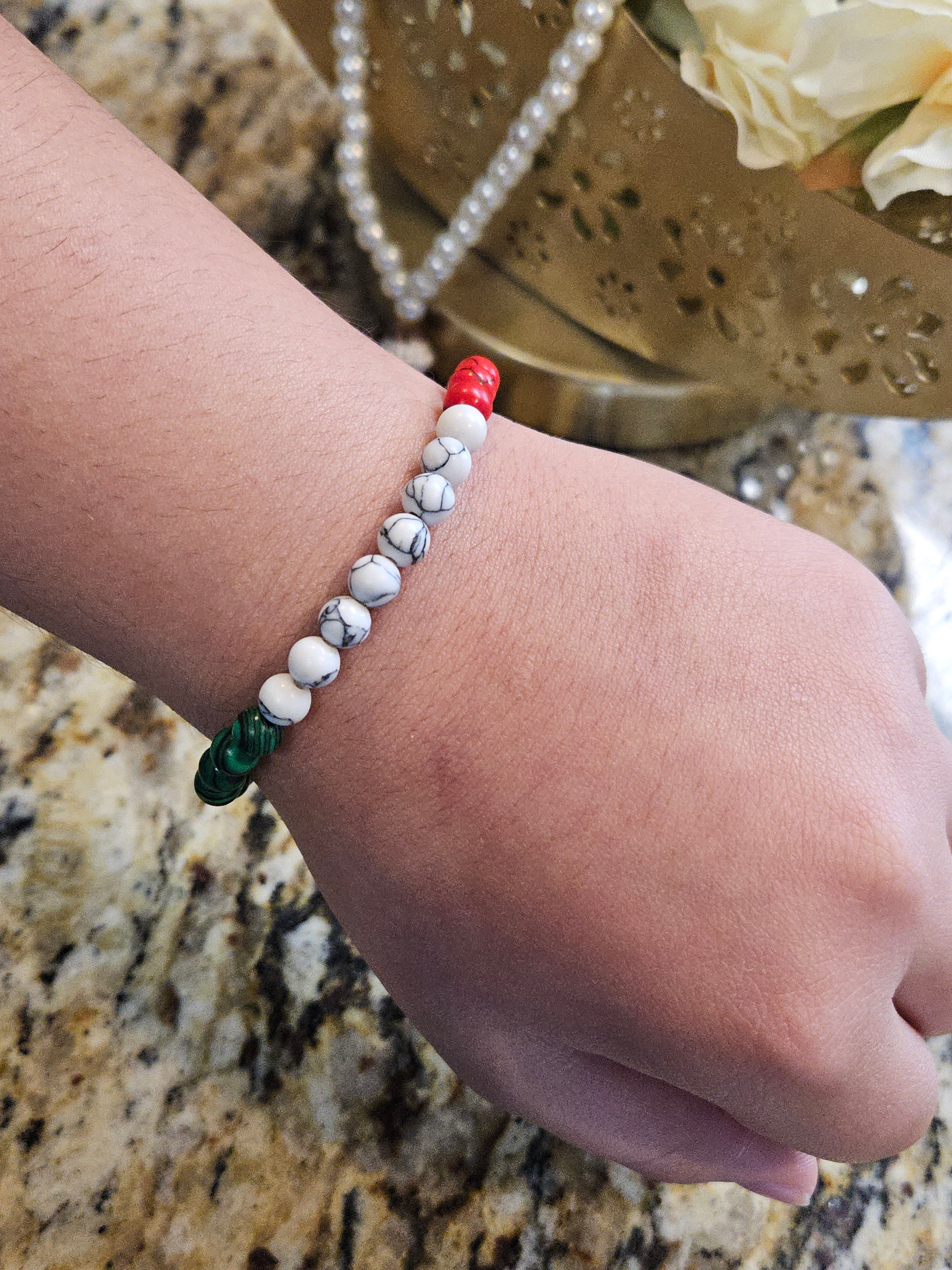 Palestine Stretch Natural Stone Bead Bracelet - Habibi Heritage