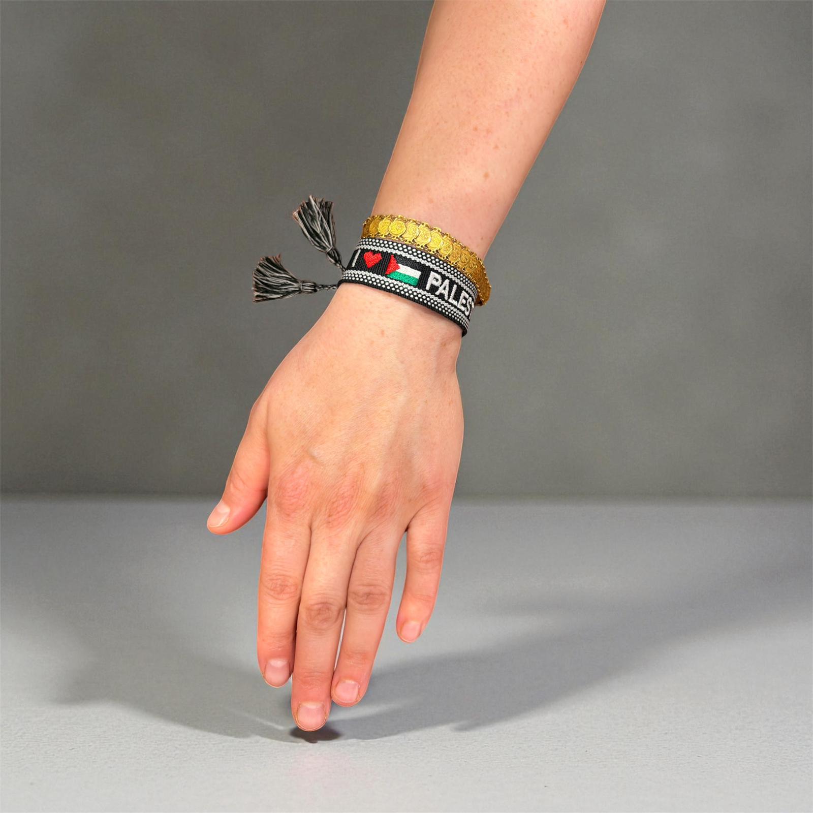 Embroidery Palestine Woven Bracelet with Tassels
