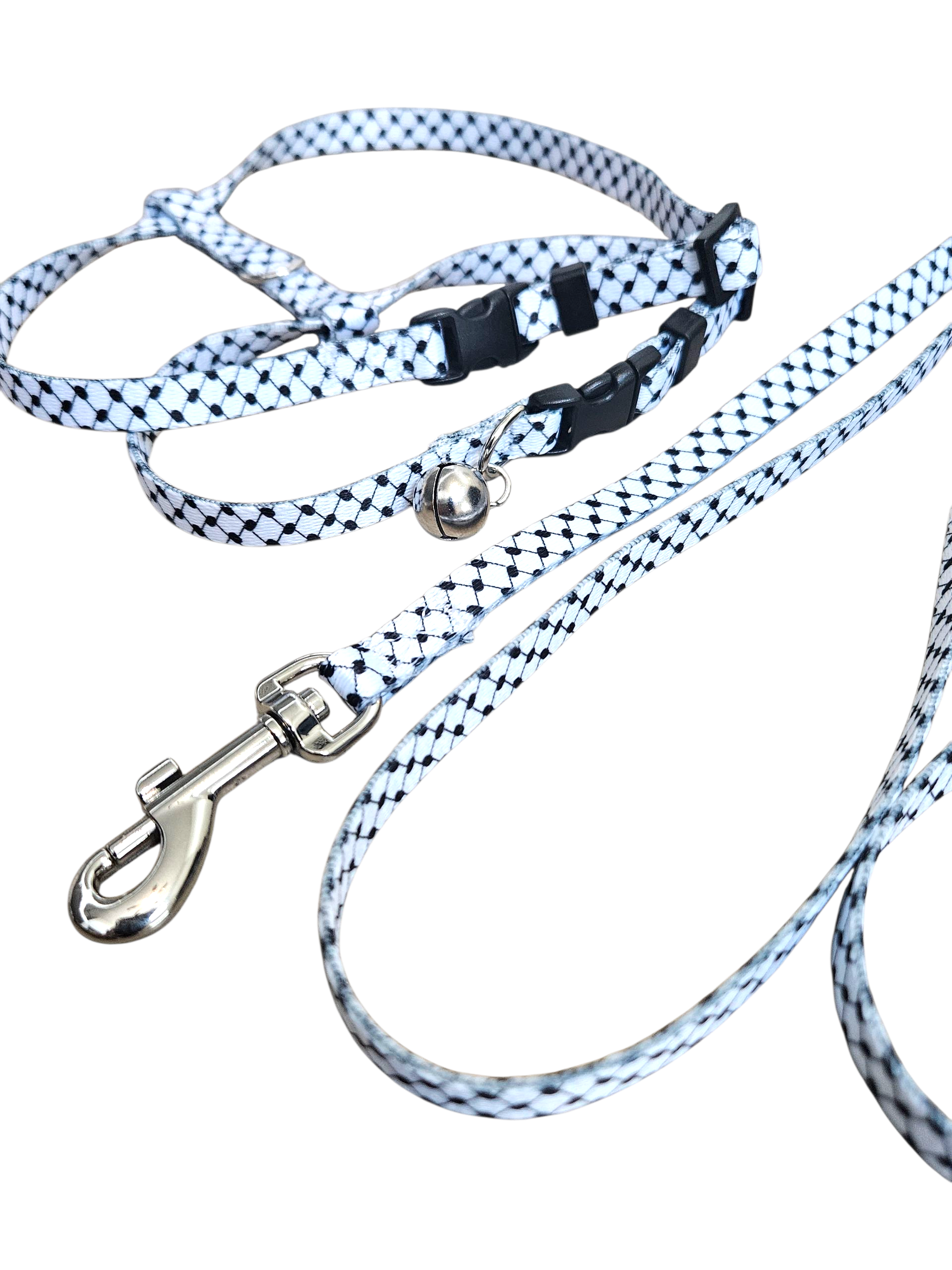 Cat Harness & Leash Set - Watermelon and Keffiyeh Pattern
