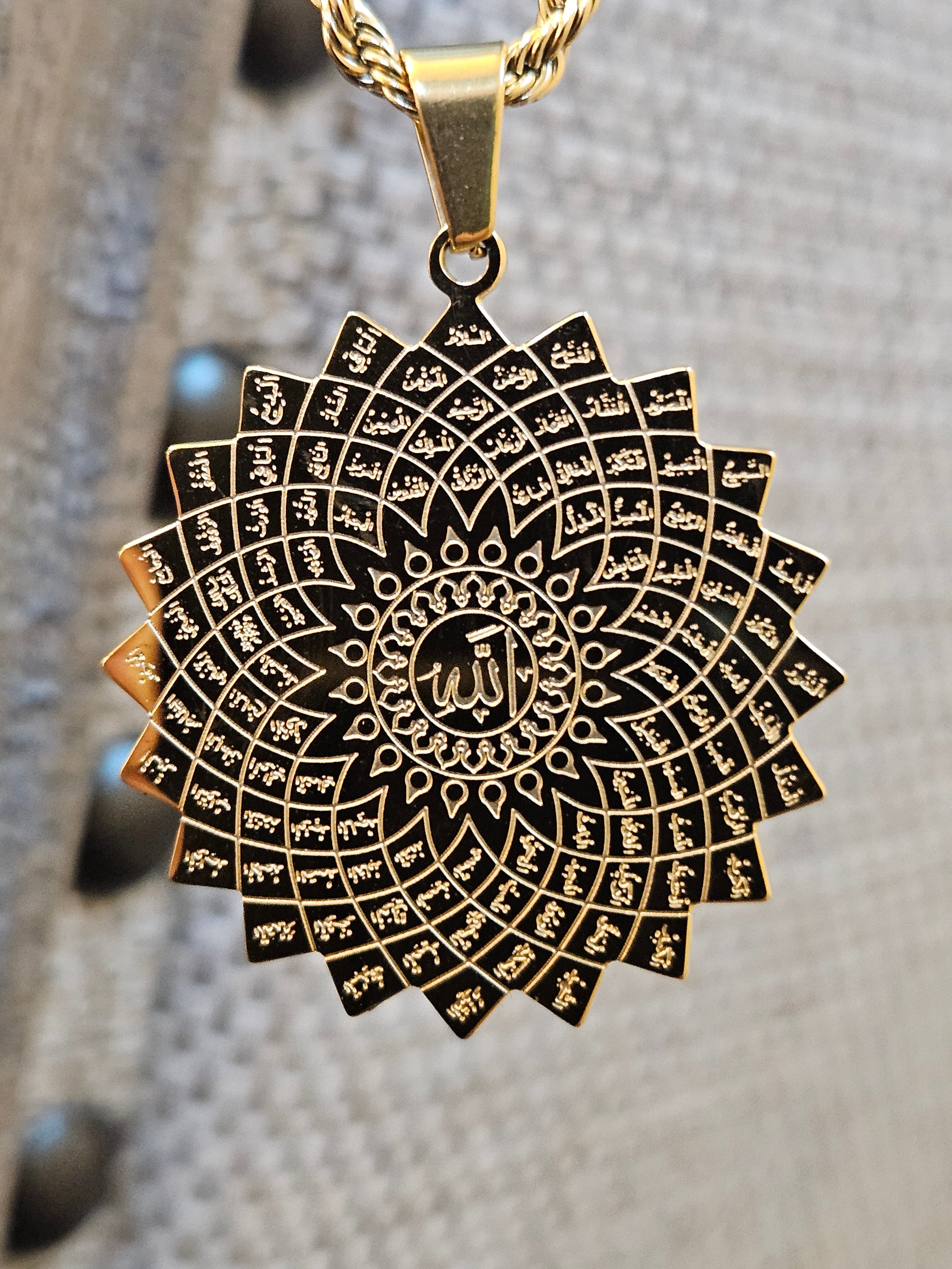 99 Names of Allah Necklace - 18k Gold Plated Stainless Steel God Islamic Jewelry