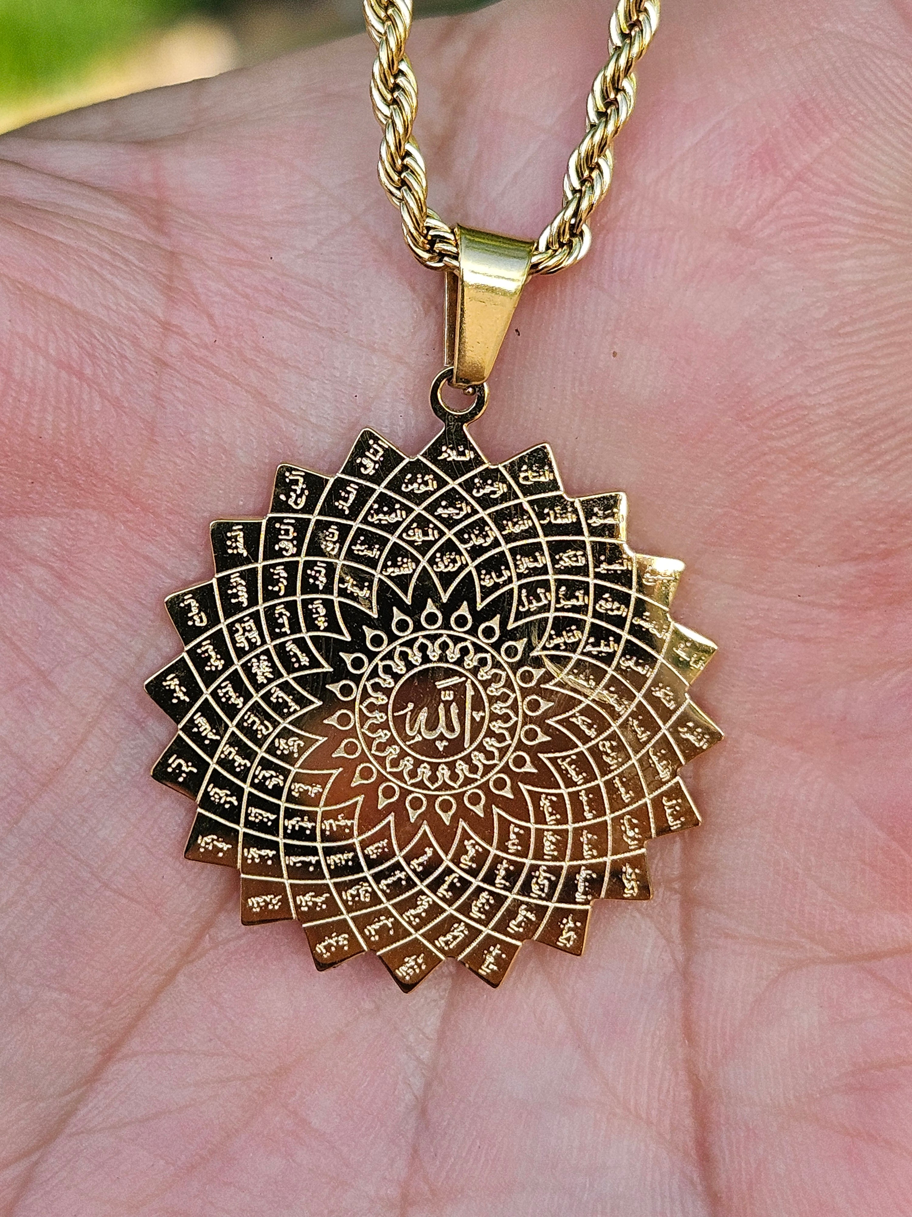 99 Names of Allah Necklace - 18k Gold Plated Stainless Steel God Islamic Jewelry