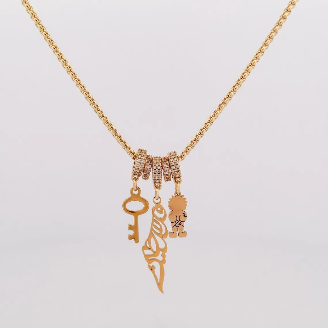 Palestine Handala Key Three  Charm Necklace