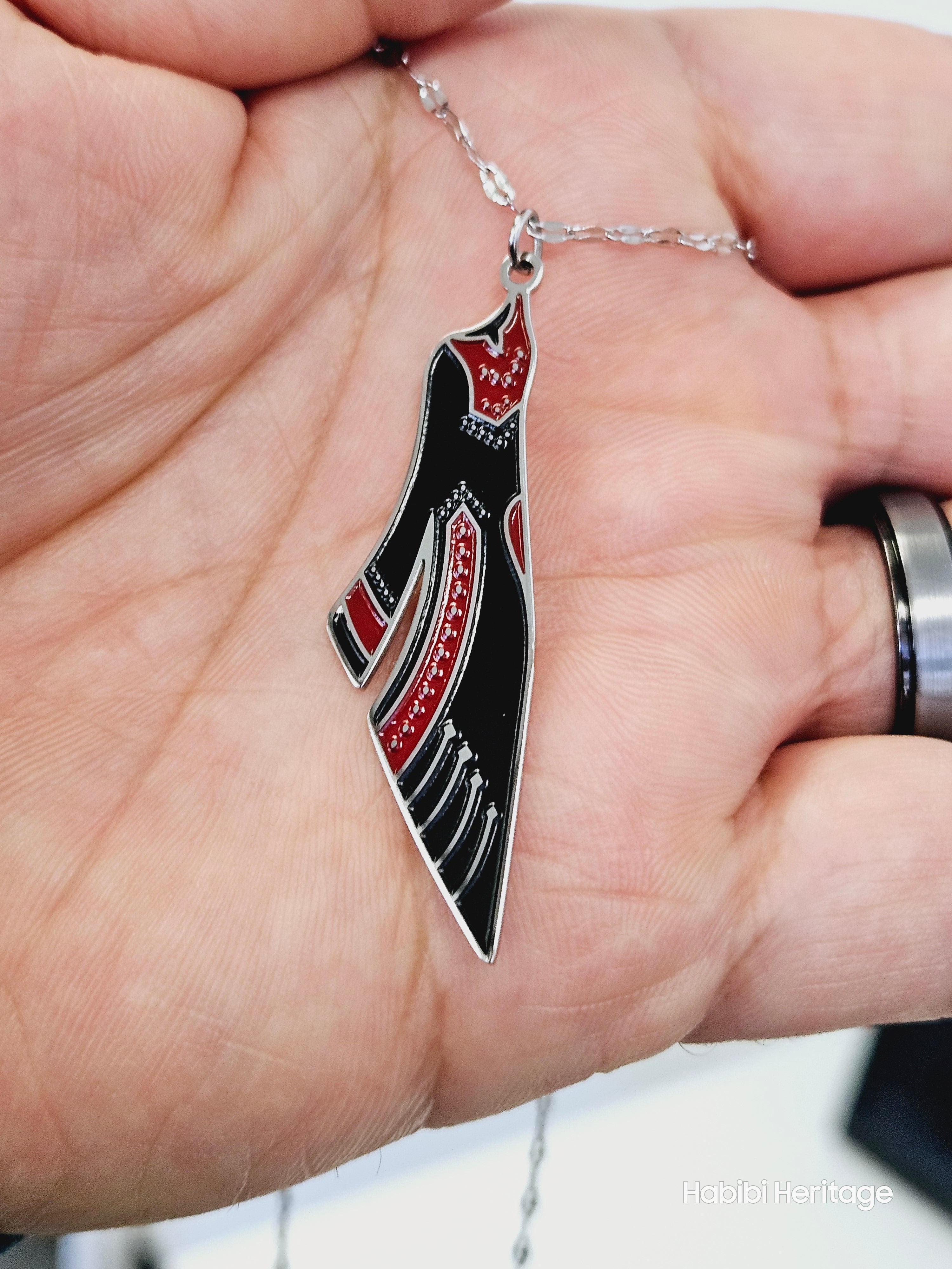 Palestine Thobe Necklace - Palestinian Dress Map Shape - Habibi Heritage