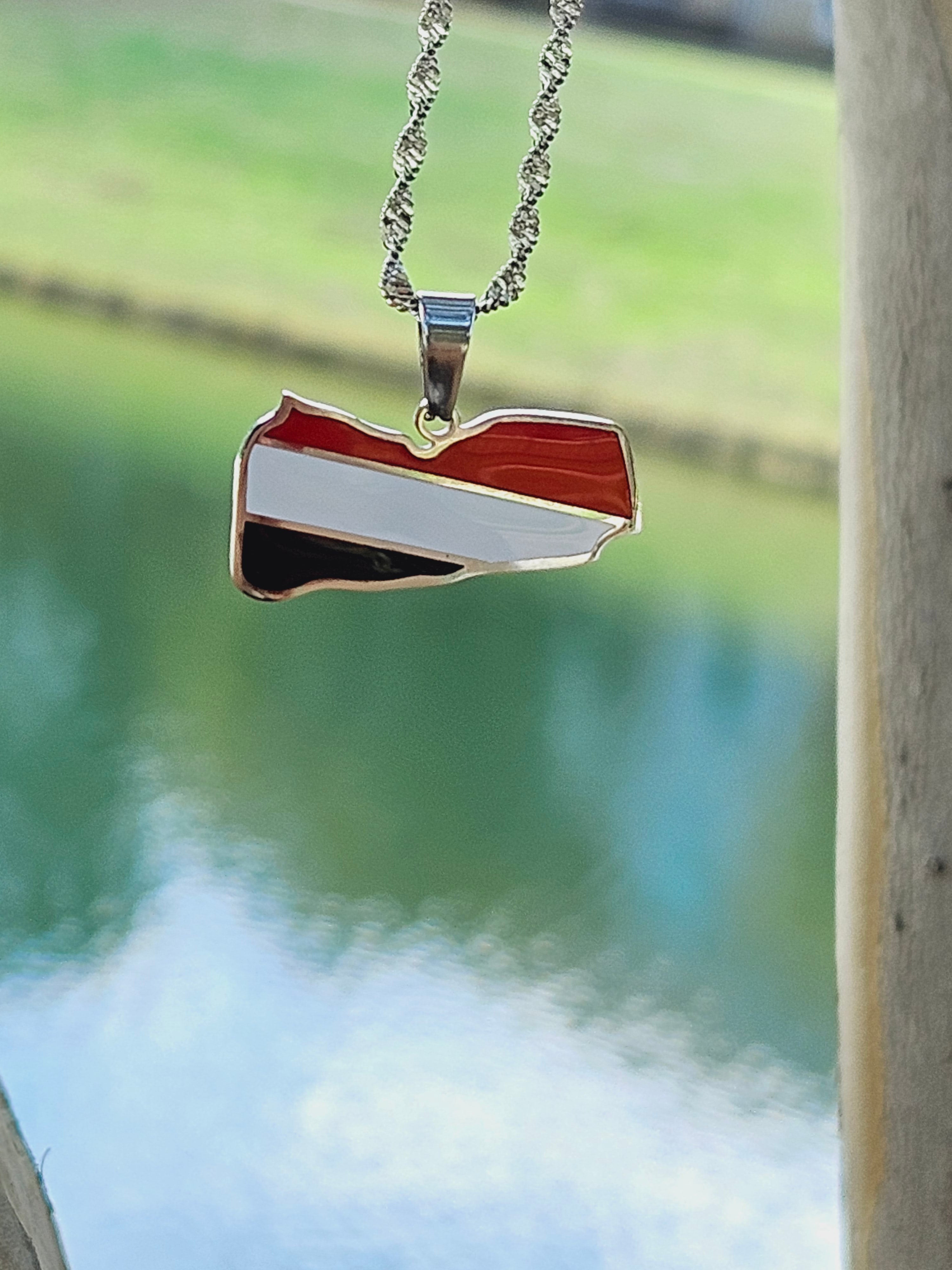 Yemen Map Flag Shape Pendent Necklace - Habibi Heritage