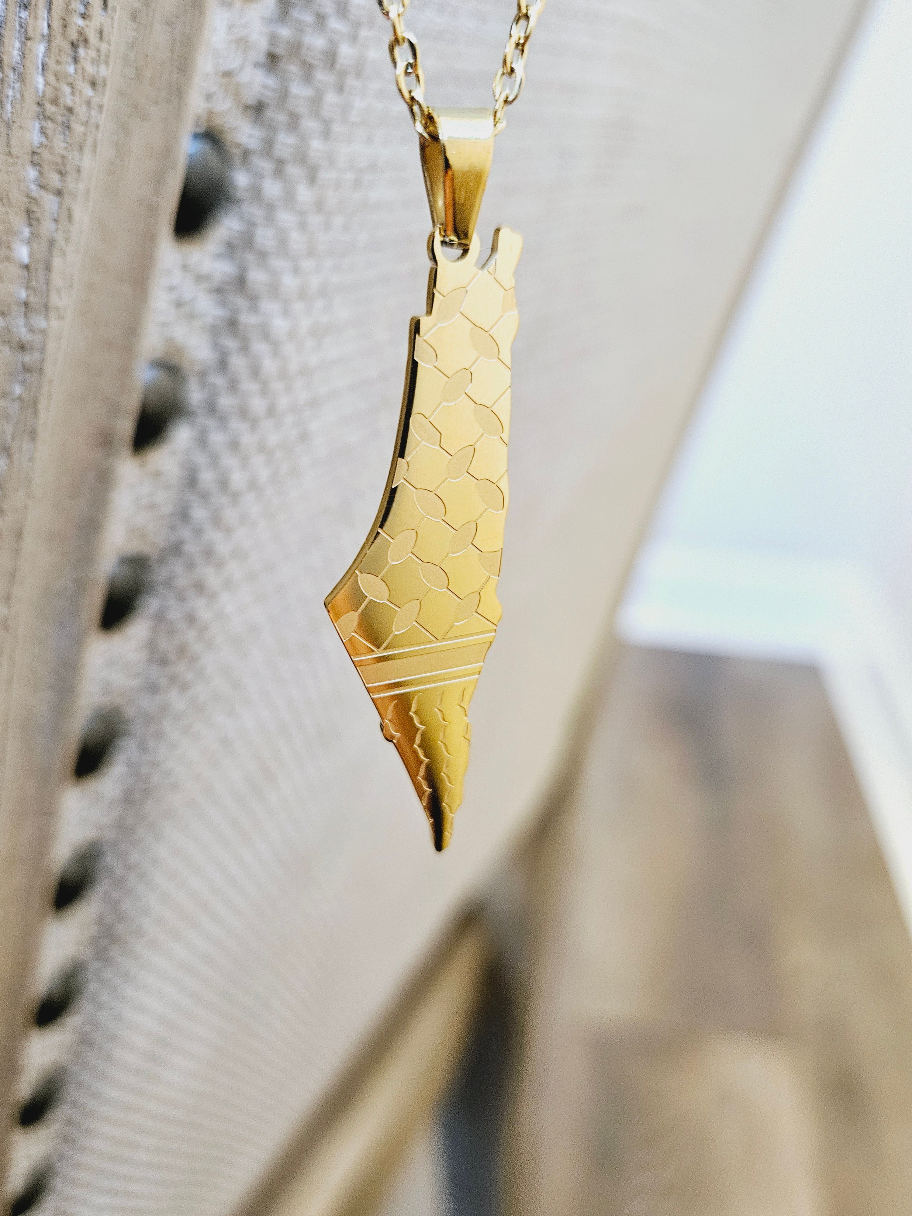 Palestine Map Keffiyeh Pattern Necklace