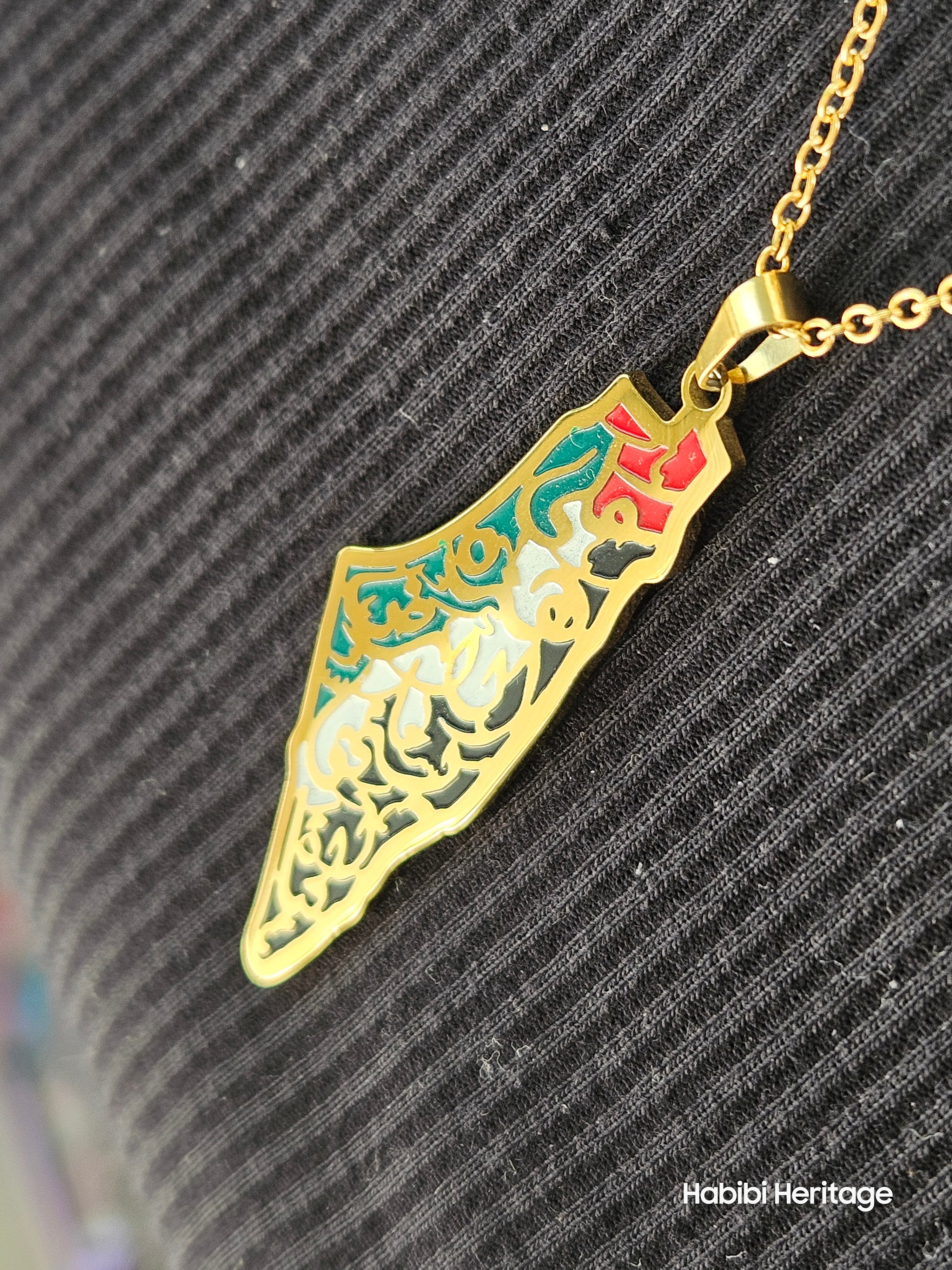 Palestine Map Shape Necklace - We have on this Land... - Habibi Heritage