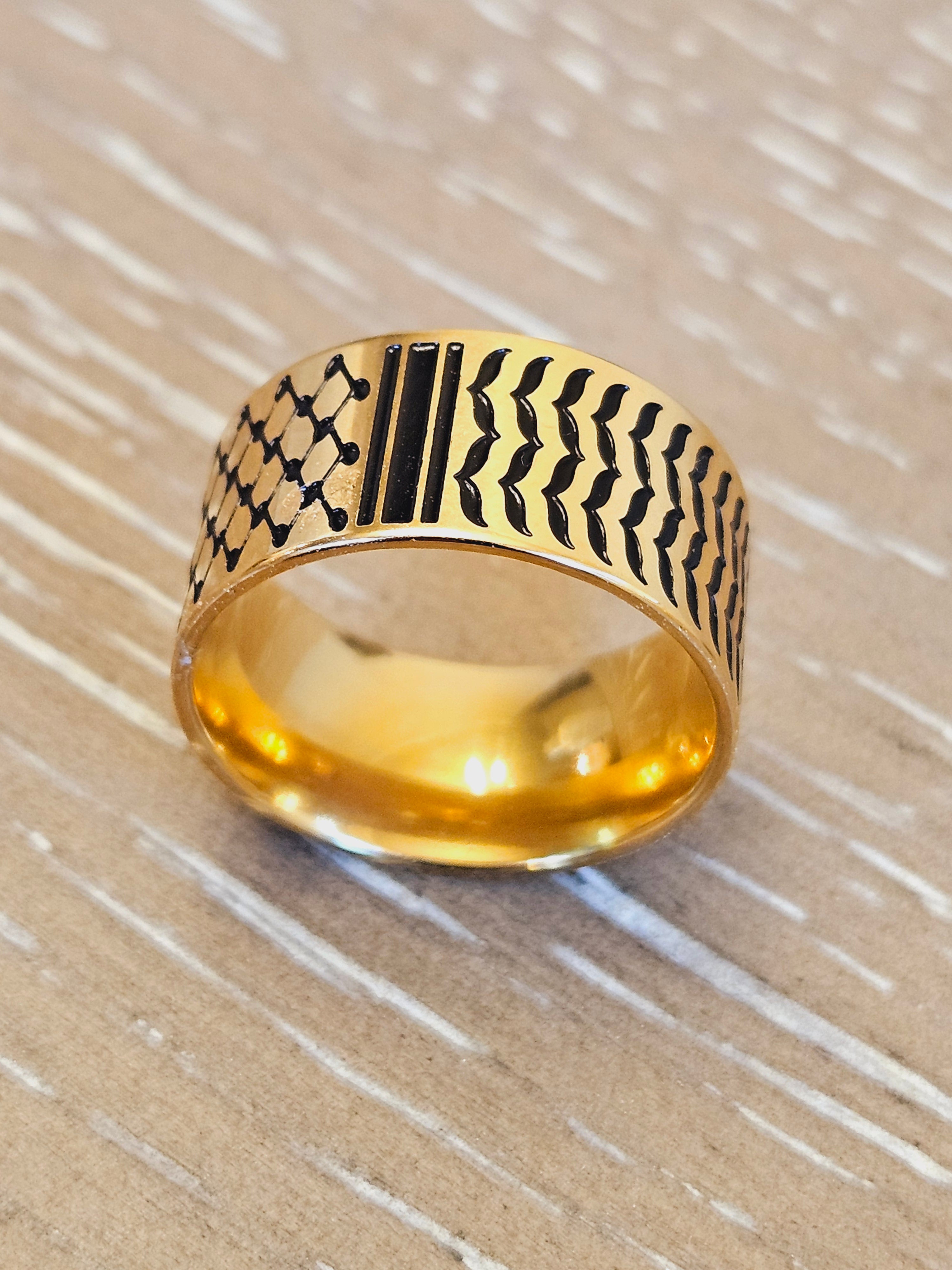 Keffiyeh Stainless Steel Ring – Bold & Cultural Statement