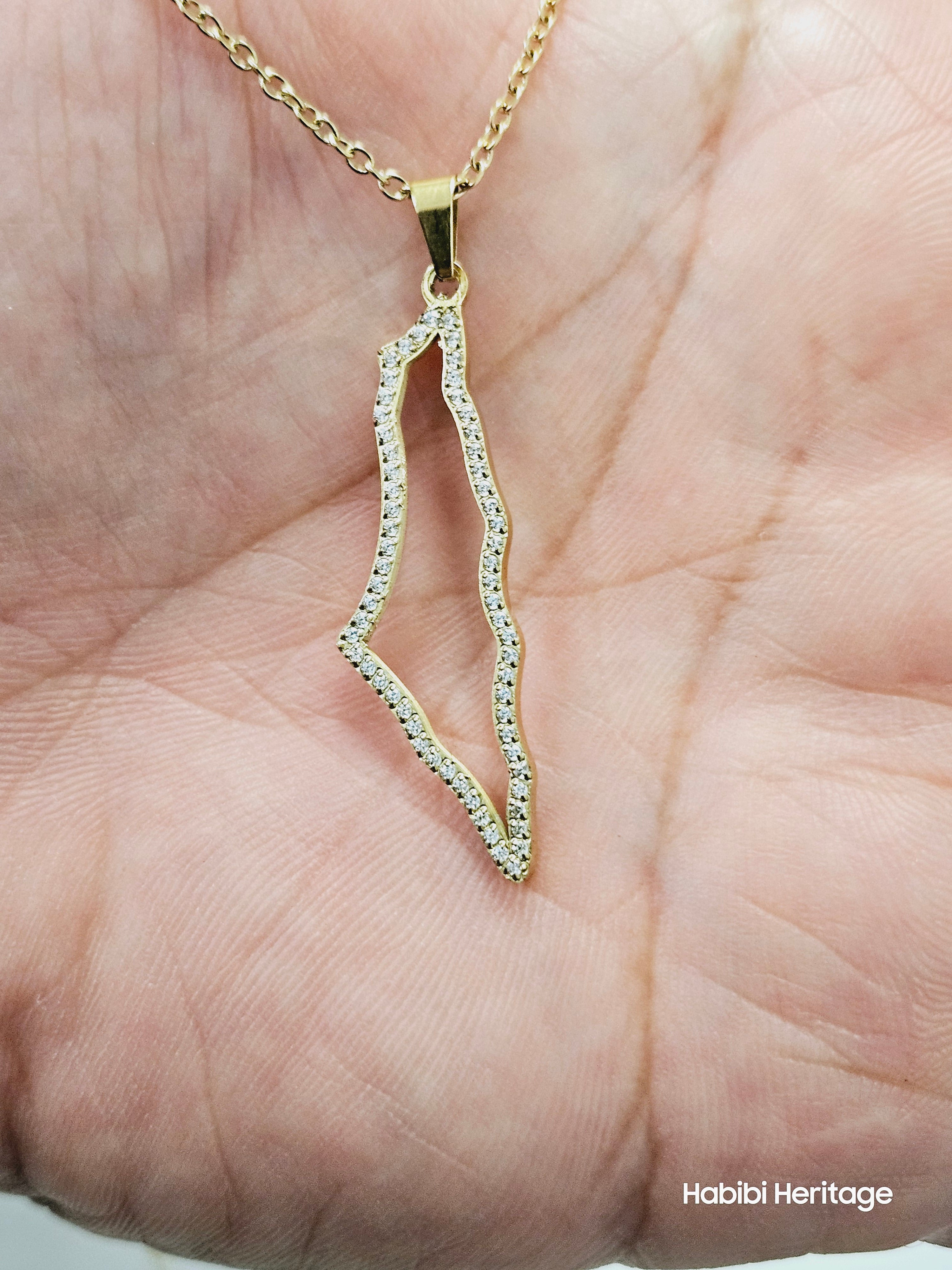 Palestine Necklace Hollow Design - Habibi Heritage