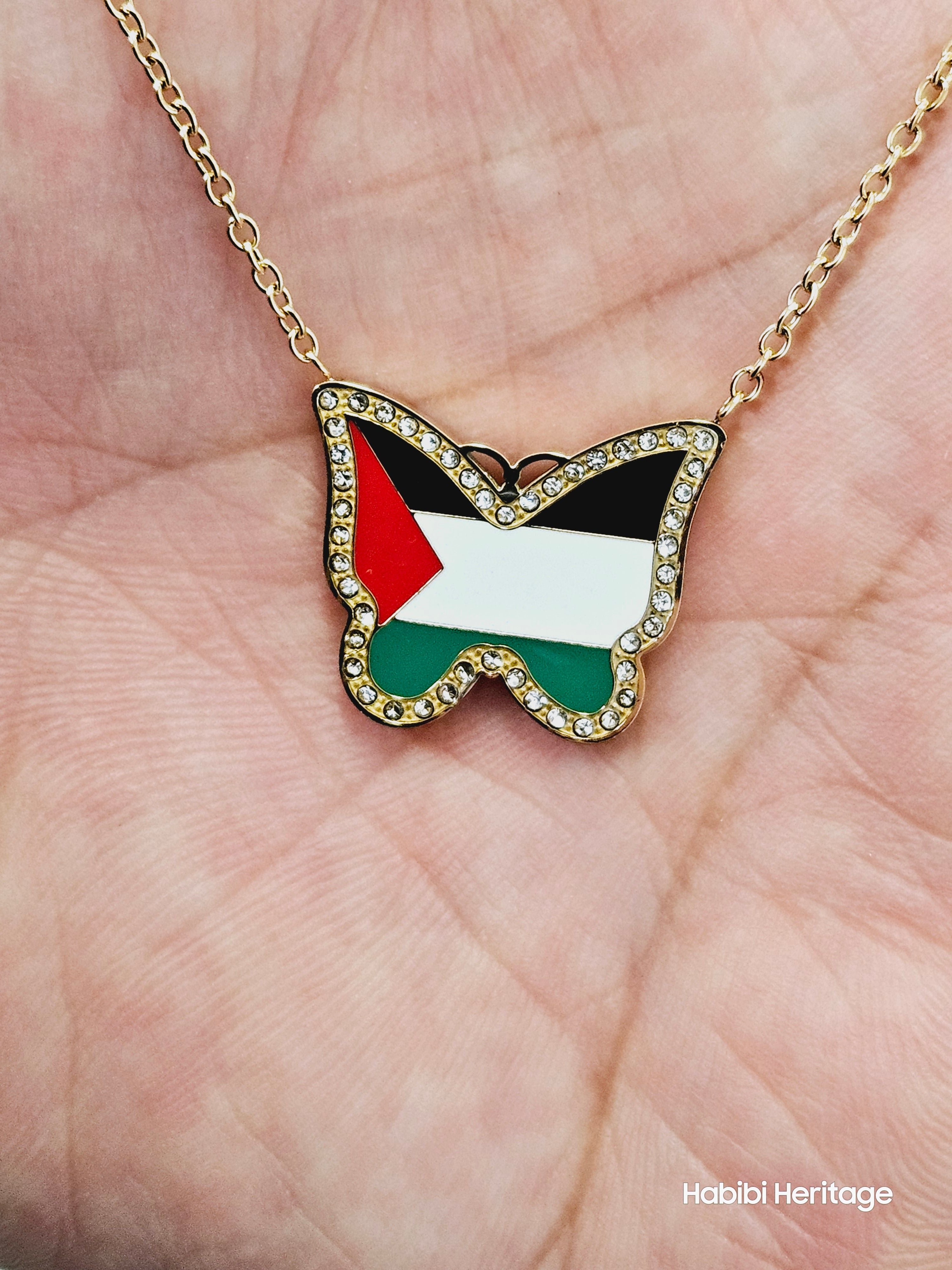 Butterfly Palestine Necklace - Habibi Heritage