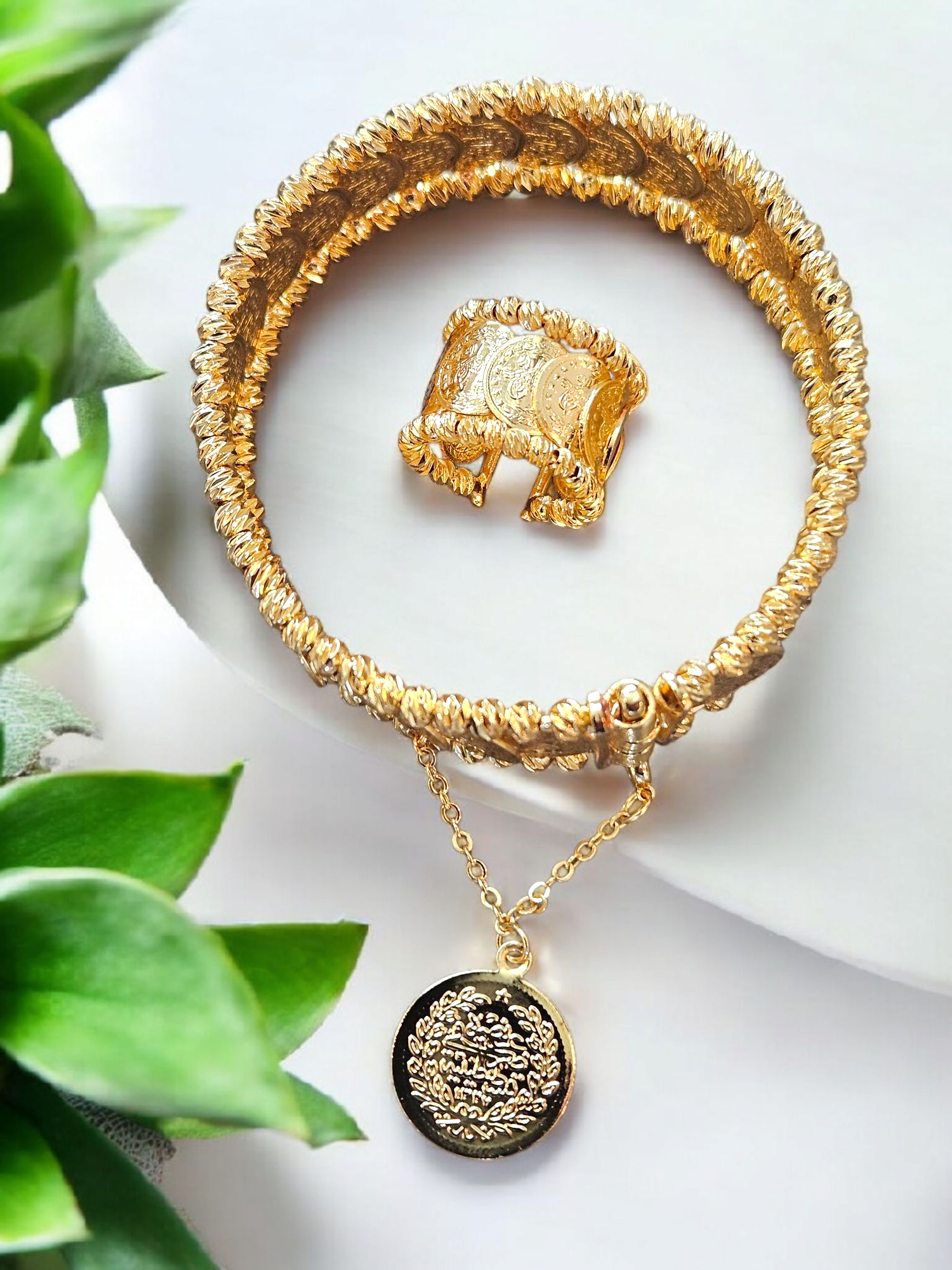 Arabic Coin Style Bracelet and Ring Set