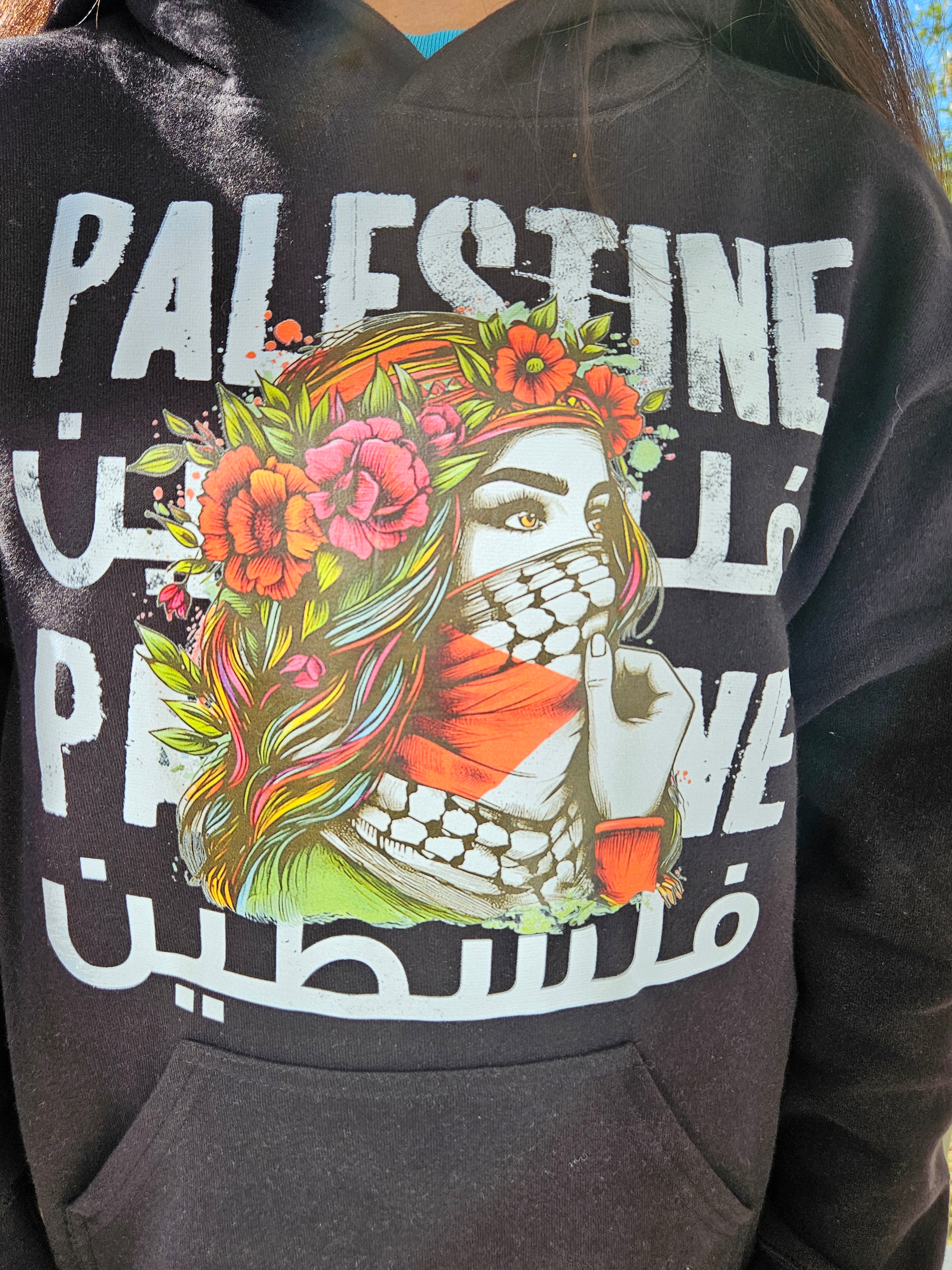 Palestine Flower Lady Hoodie Dress - Adult (hoodie dress) & Kids (regular hoodie) - Habibi Heritage